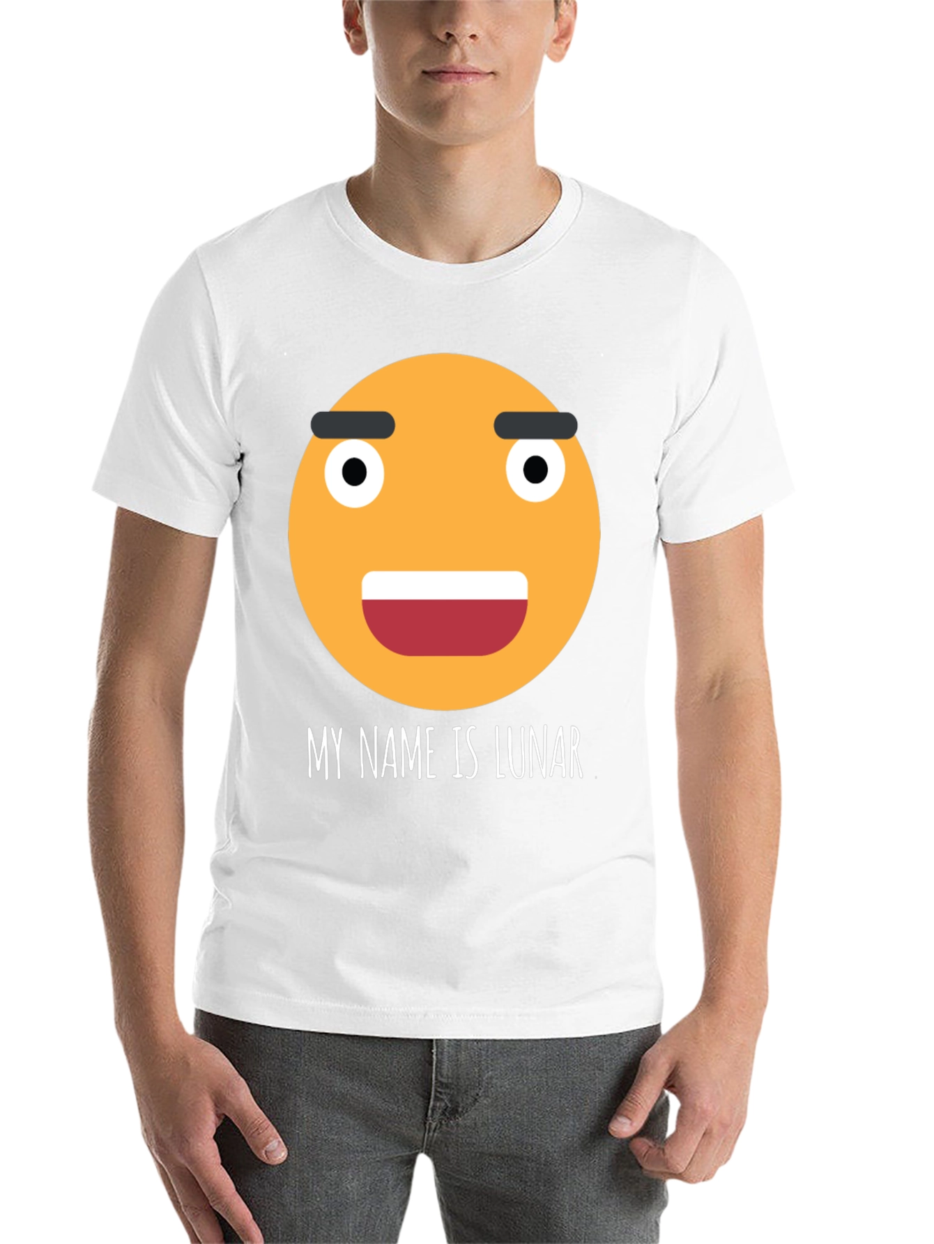 Black Funny Emoji T-Shirt - My Name is Lunar view 14