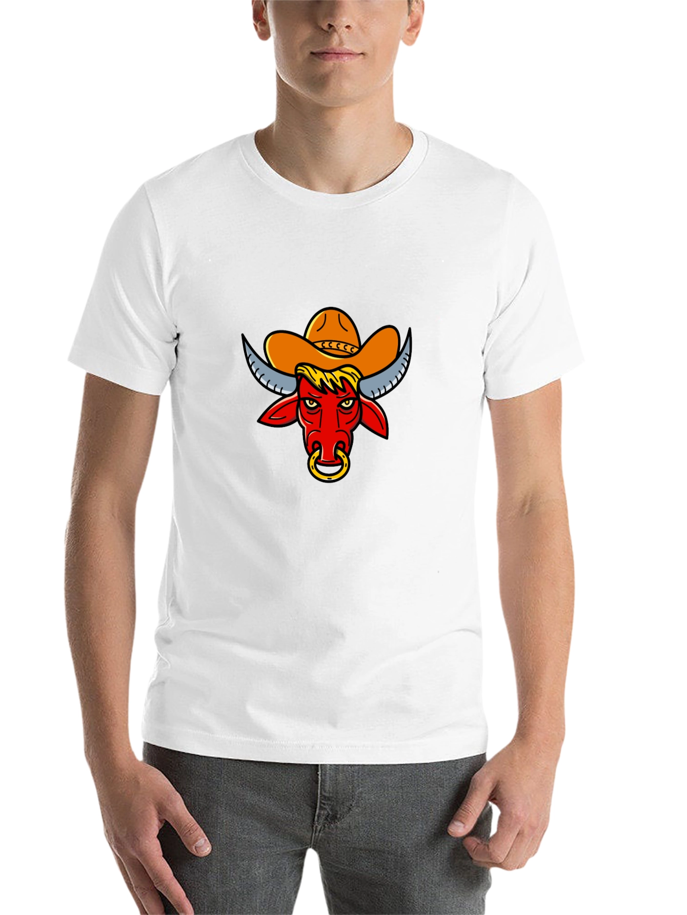 Black Cowboy Bull Graphic Tee - Black view 14