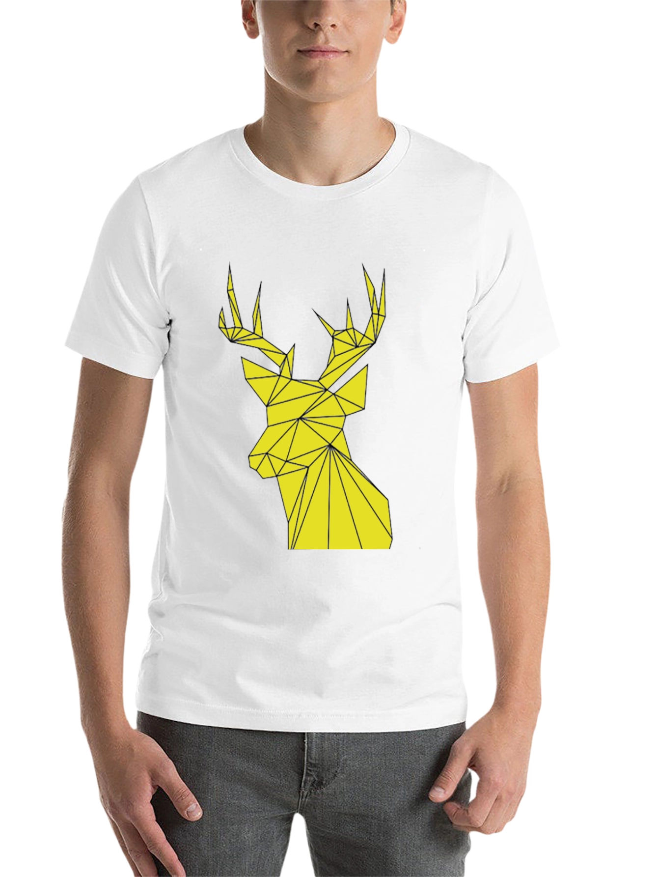 Black Geometric Deer Graphic Tee - Modern Style view 14