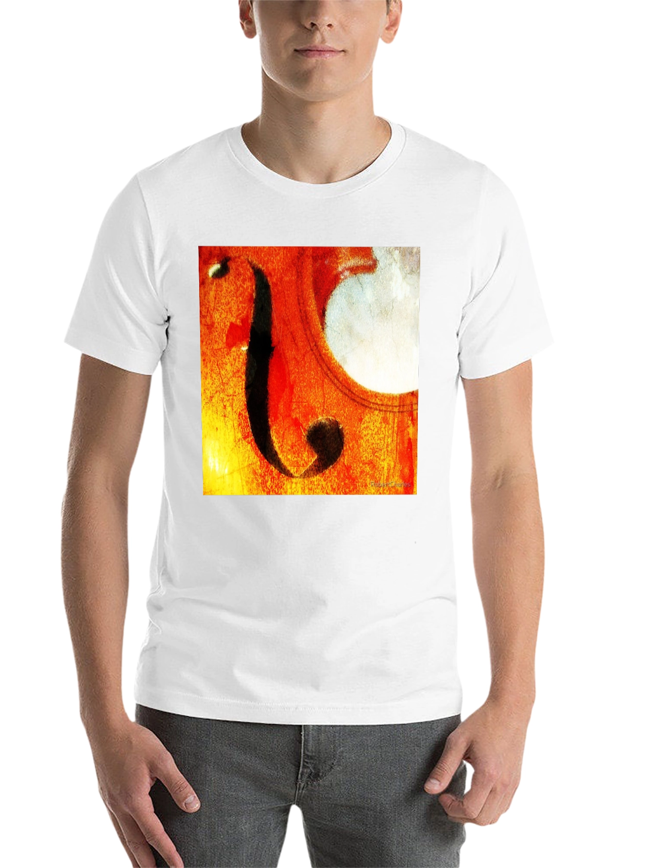 Black Abstract Cello F-Hole Graphic T-Shirt view 14