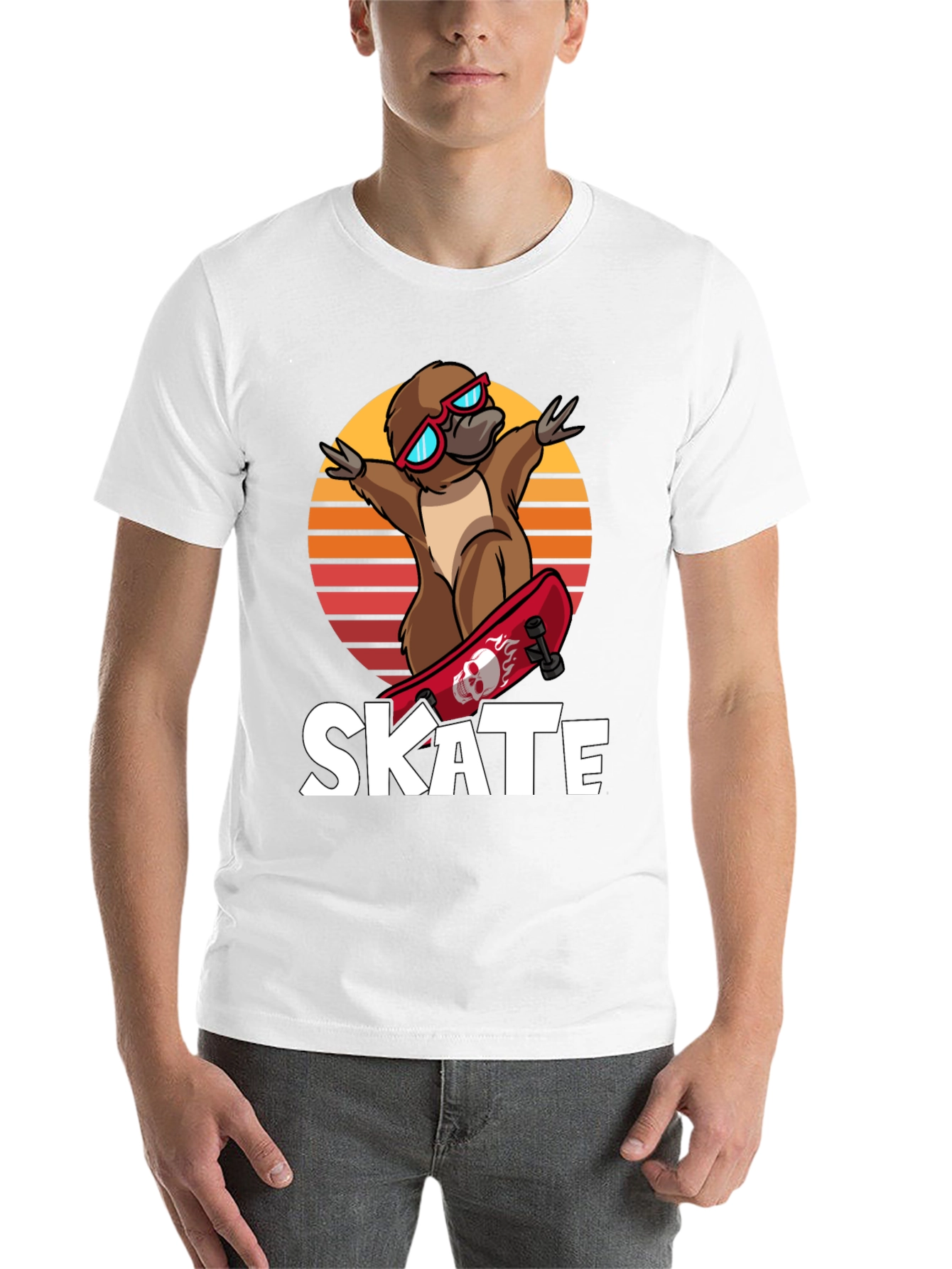 Black Skateboarding Platypus T-Shirt - Cool Graphic Tee view 14