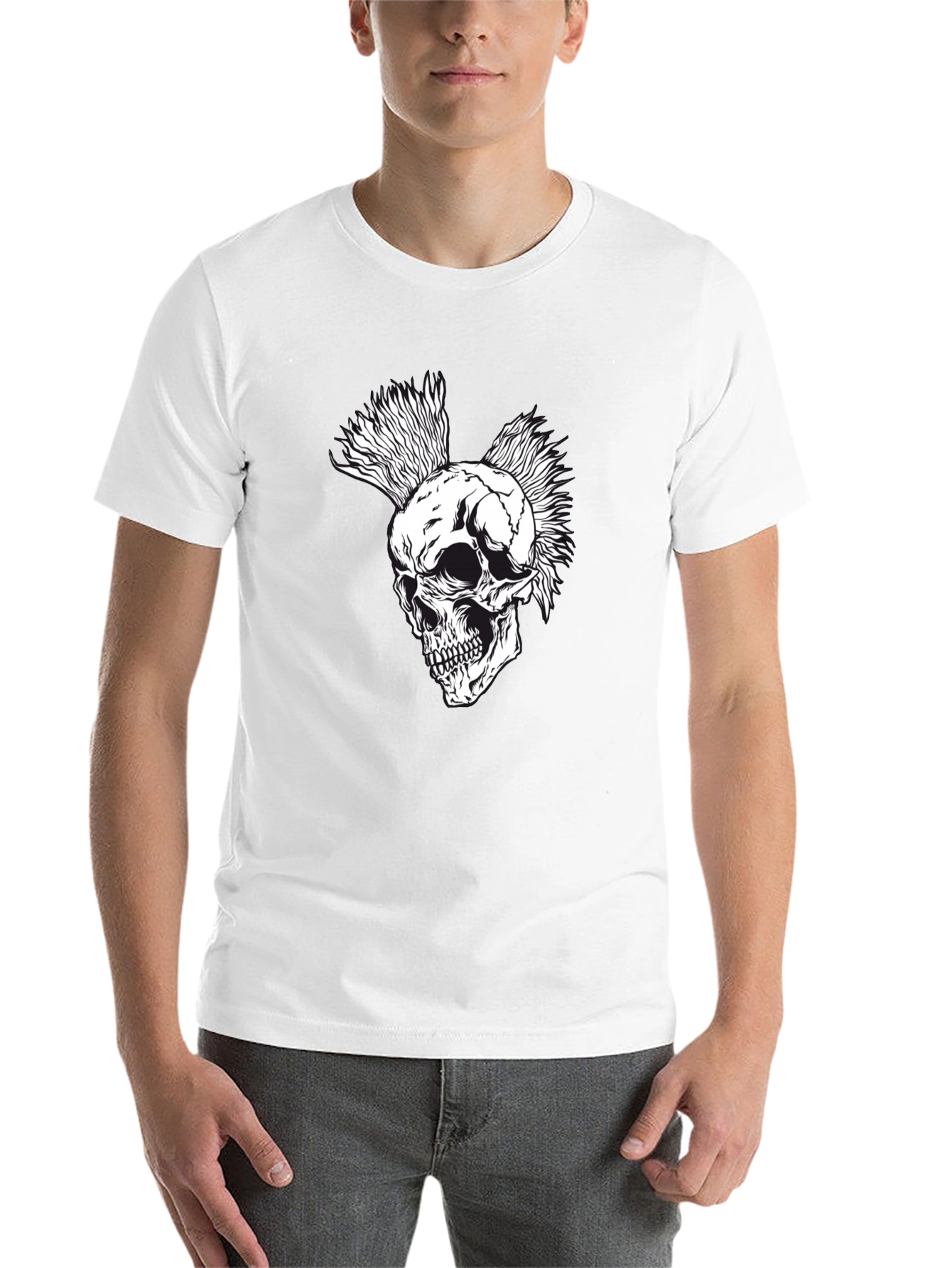 Black Punk Rock Skull T-Shirt - Black view 14