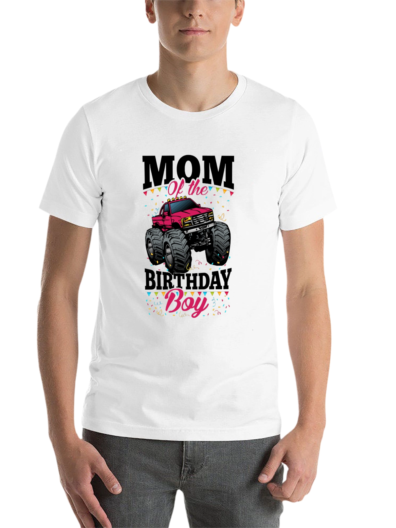 Black Mom of the Birthday Boy Monster Truck T-Shirt view 14