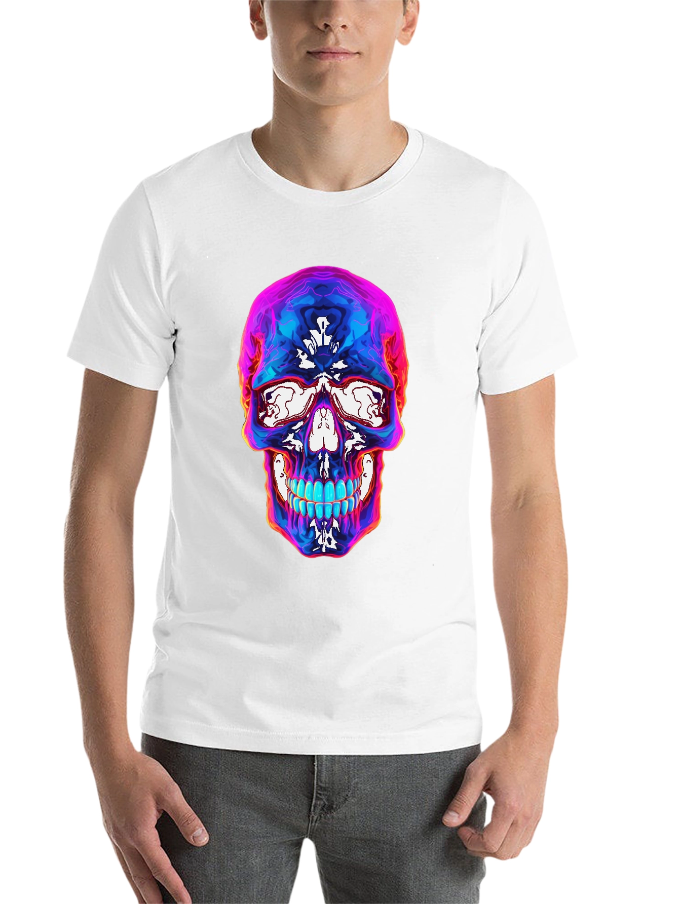 Black Psychedelic Skull Graphic T-Shirt - Black view 14