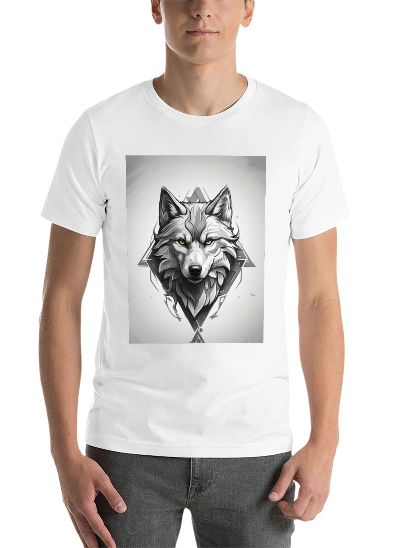 Black Wolf Graphic Print Black T-Shirt view 14