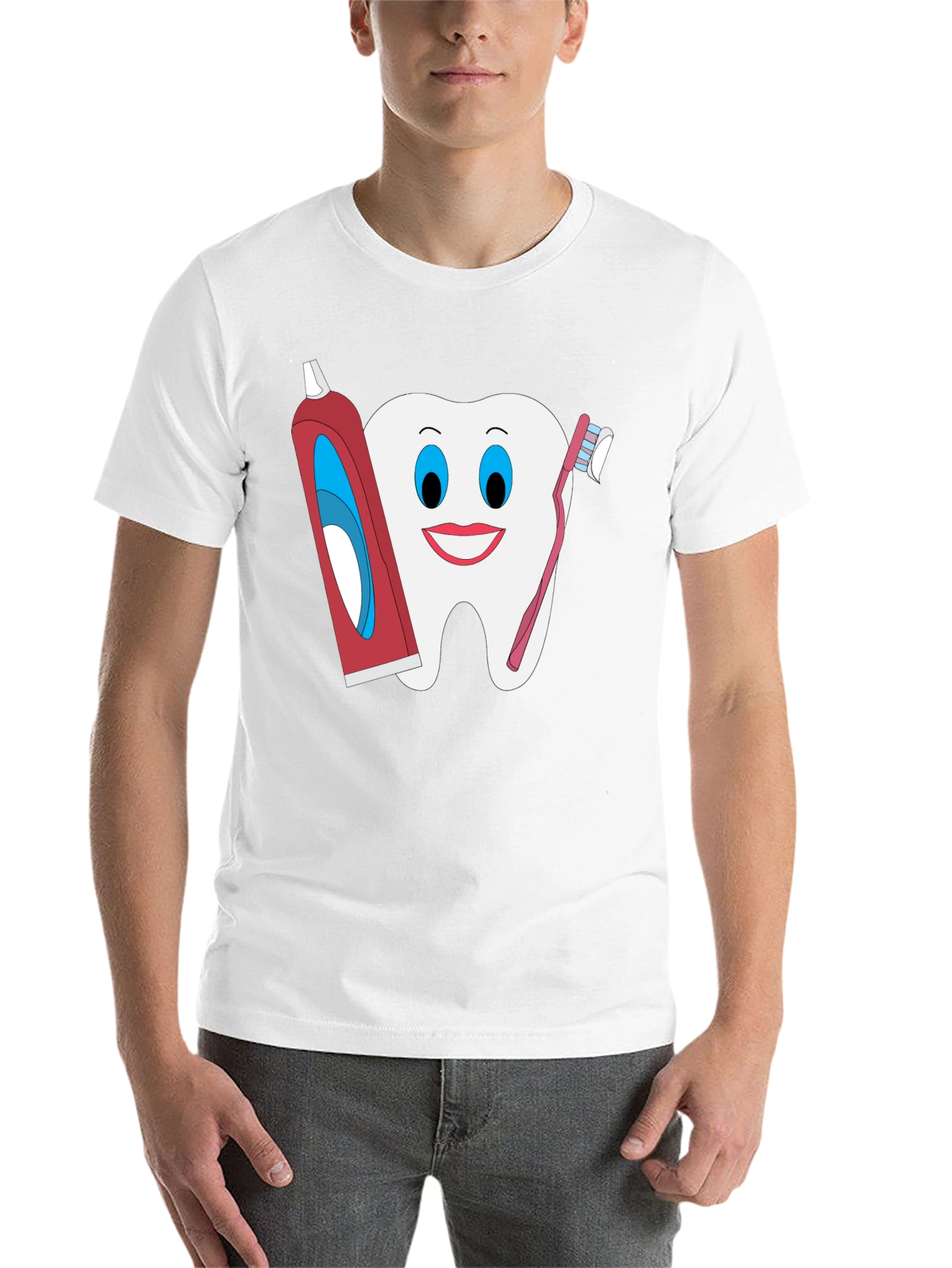 Black Funny Tooth T-Shirt: Dental Hygiene Cartoon Tee view 14