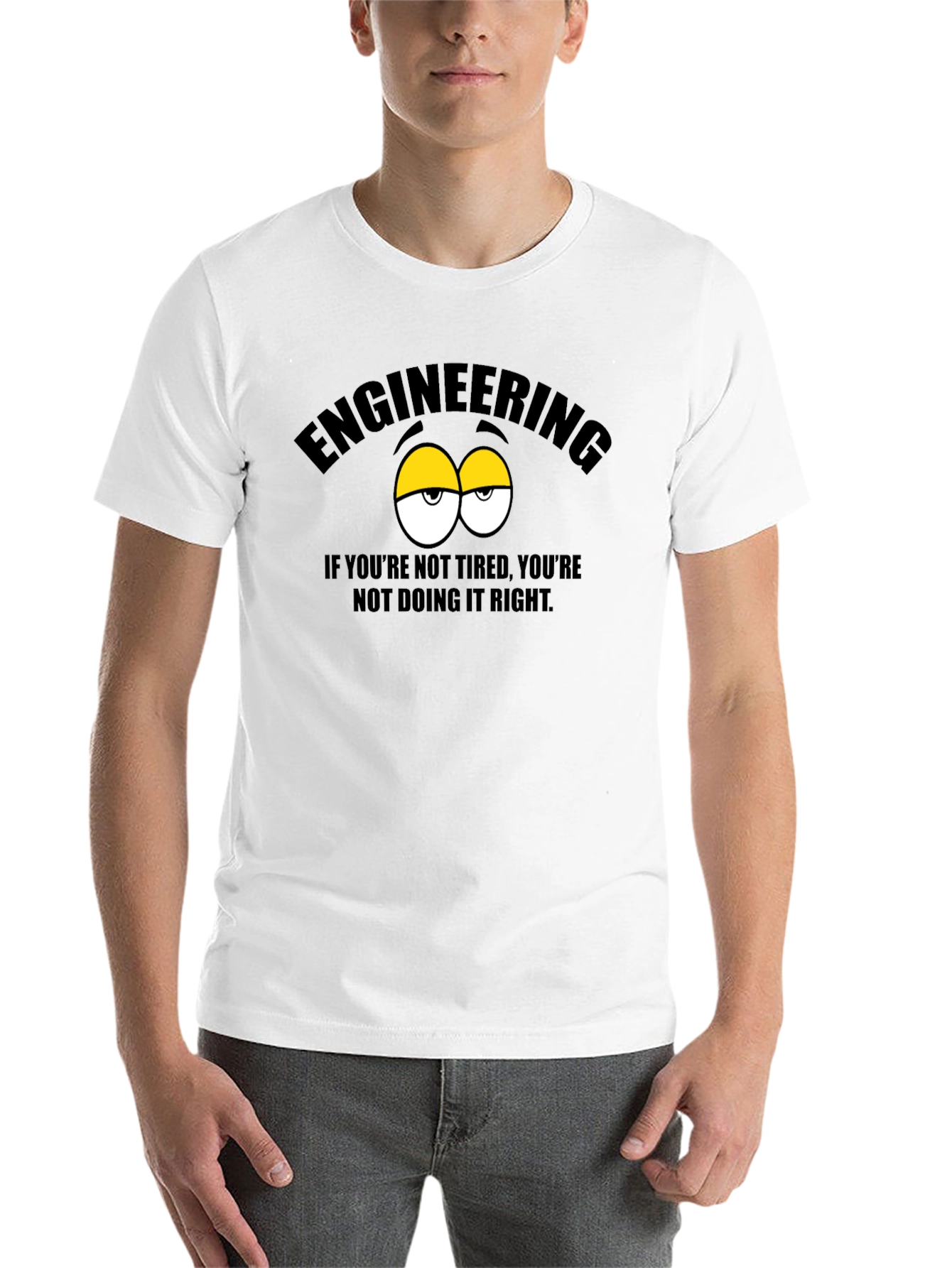 Black Engineering Tired Eyes T-Shirt - Funny Student Tee view 14
