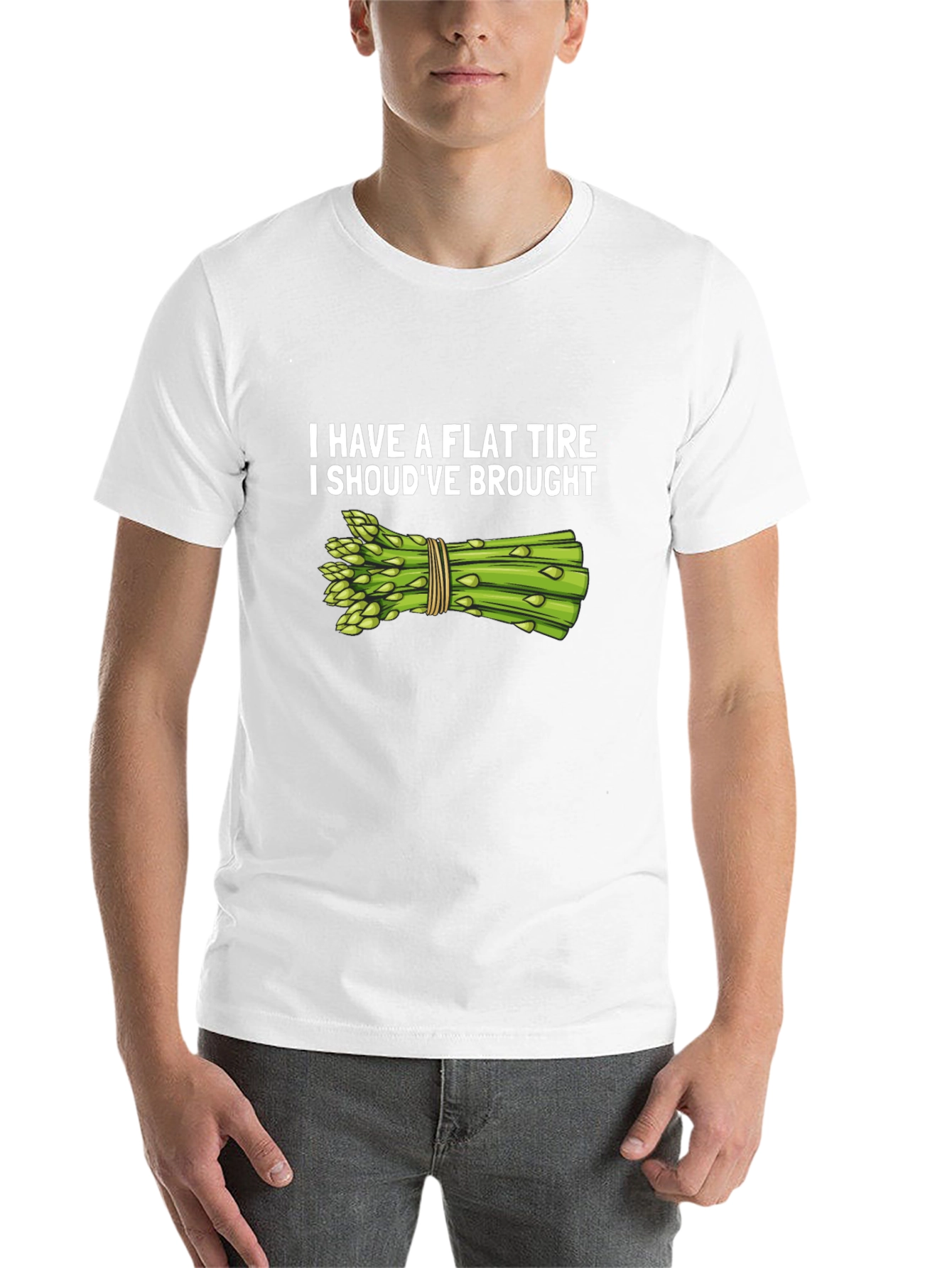 Black Flat Tire Asparagus Humor T-Shirt view 14
