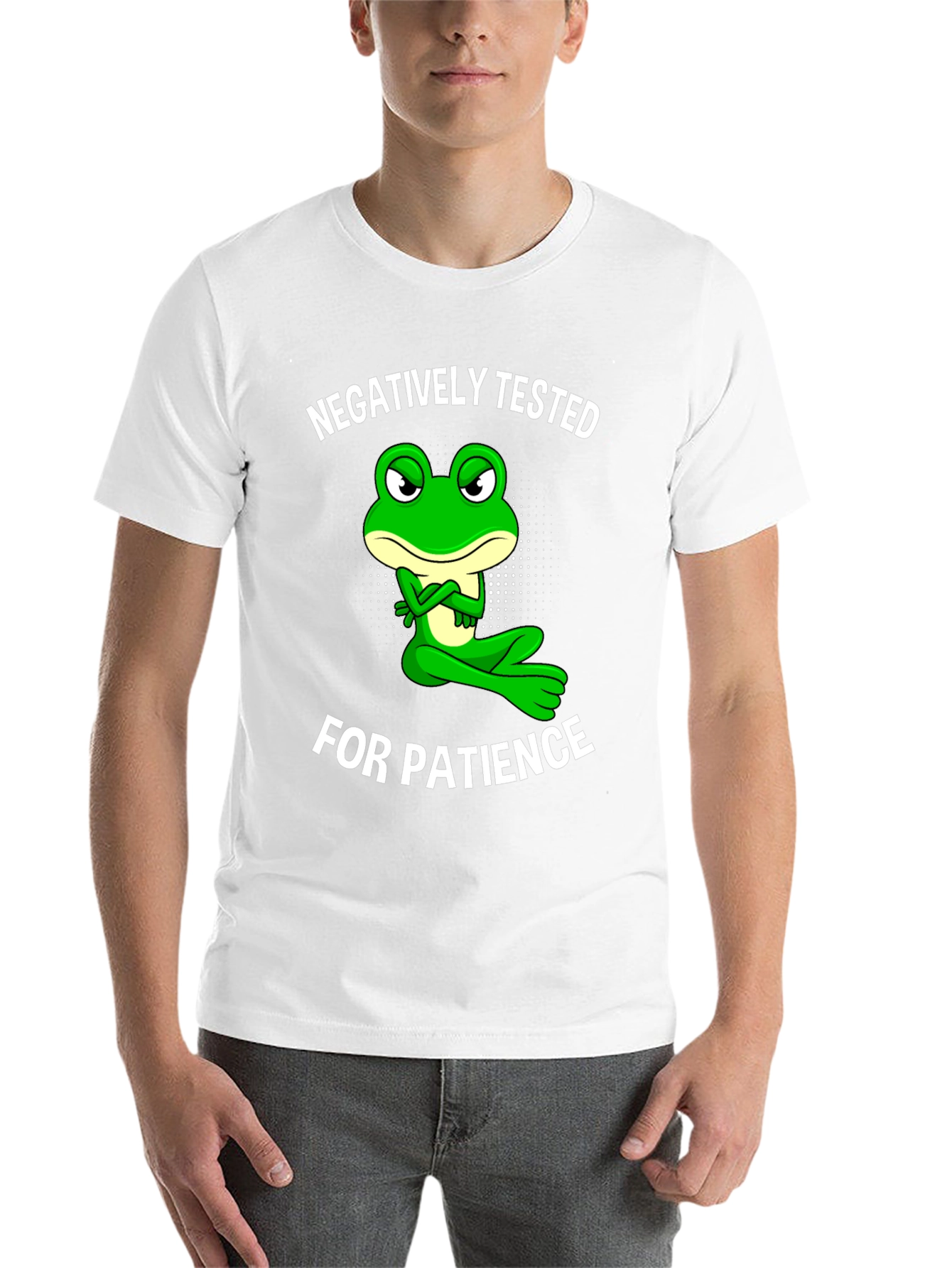 Black Negatively Tested for Patience Frog Graphic Tee view 14