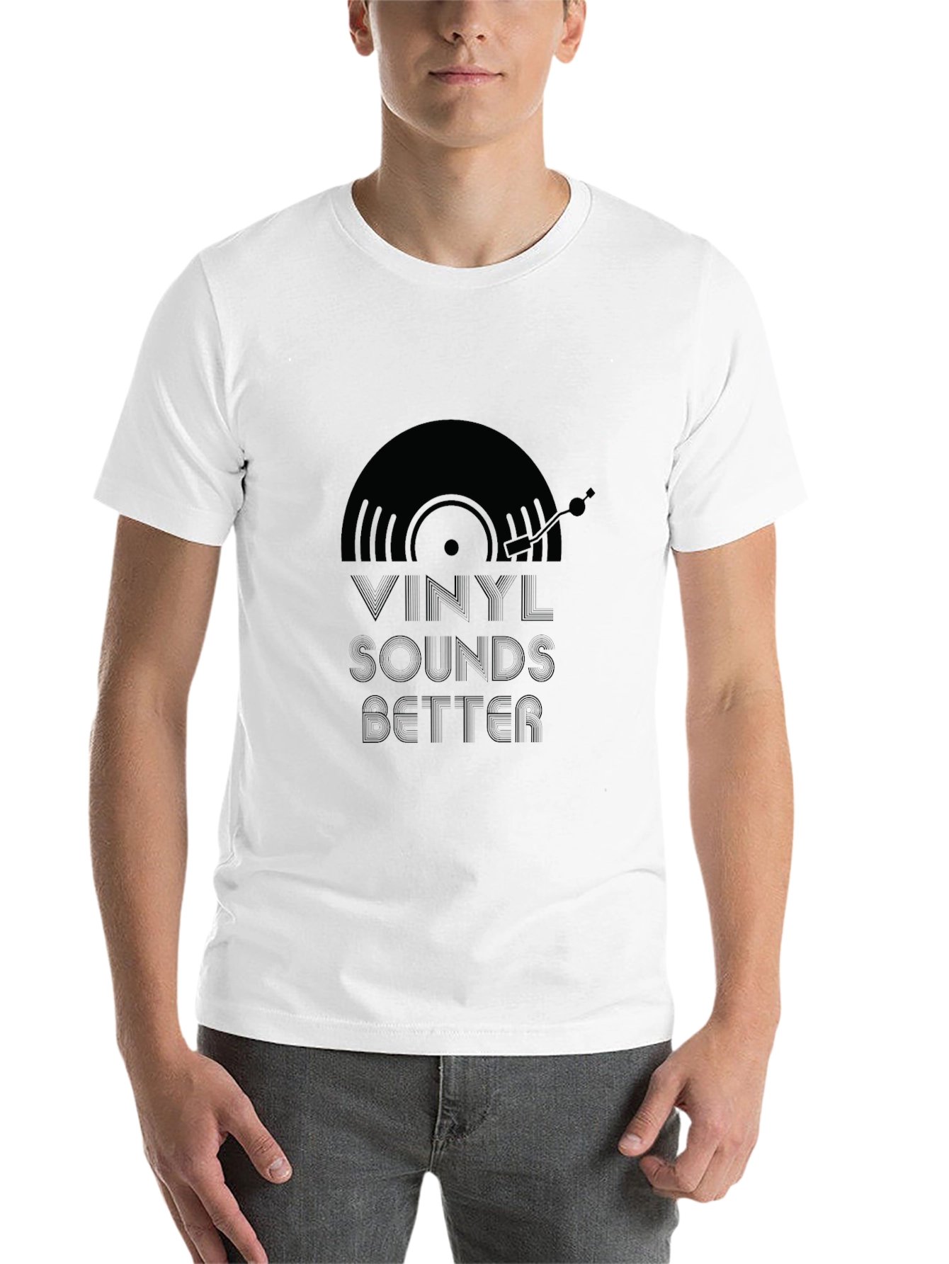 Black Vinyl Sounds Better Black Graphic Tee view 14
