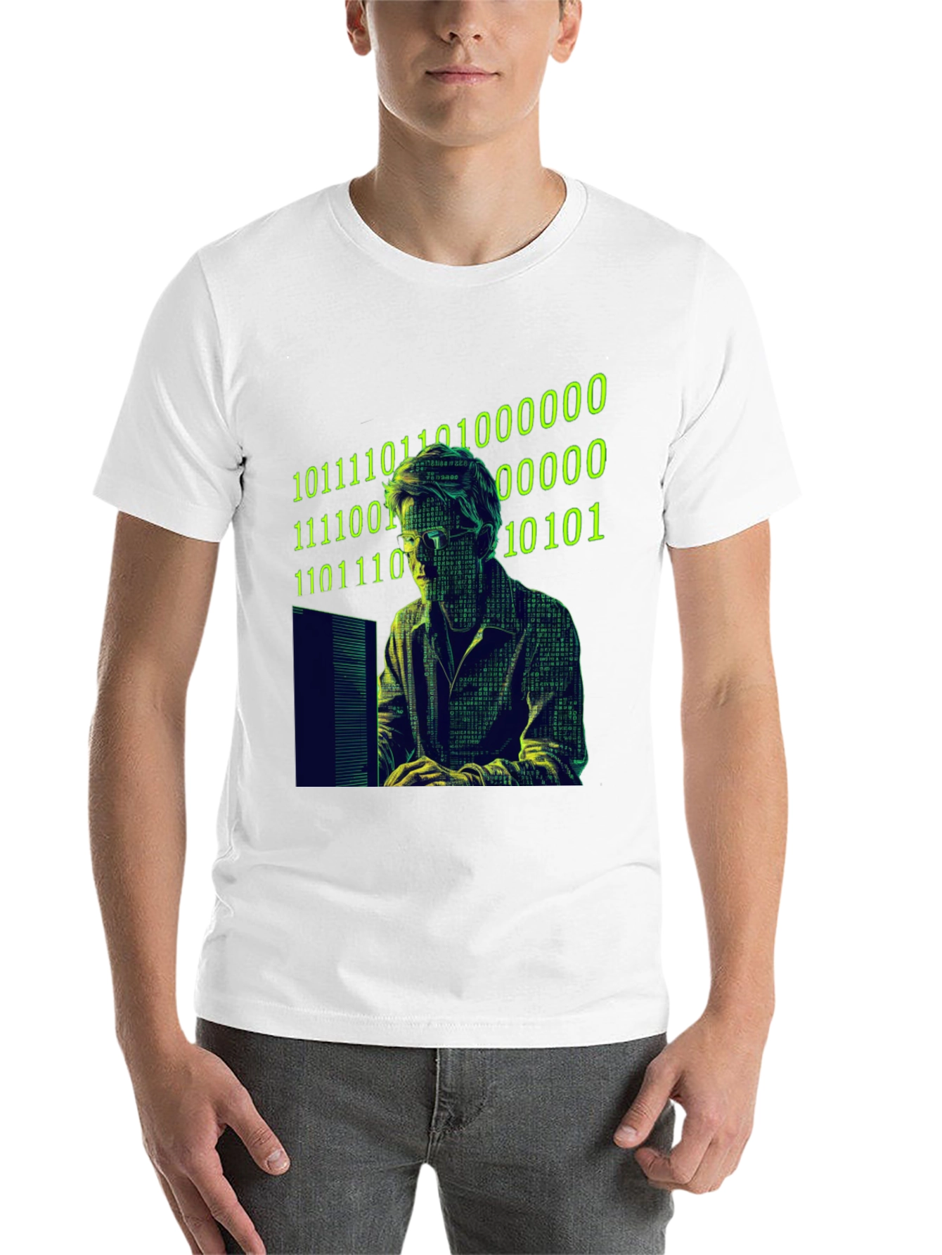 Black Hacker Code Graphic T-Shirt - Black Novelty Tee view 14