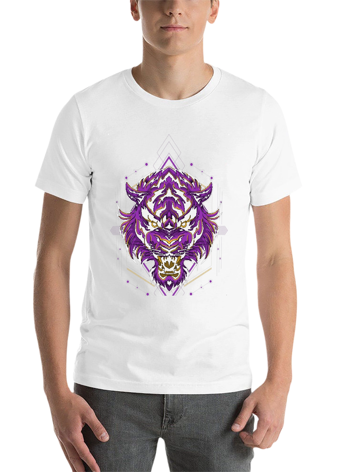 Black Geometric Tiger Graphic Tee - Cool Streetwear view 14