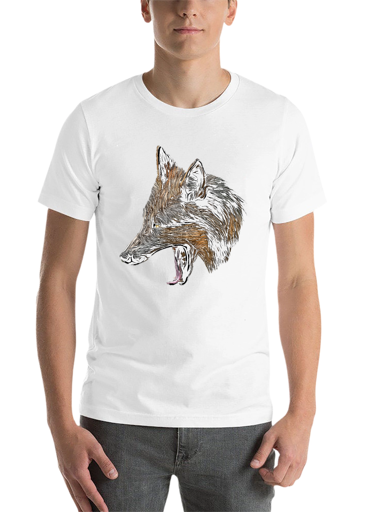 Black Wolf Graphic Black T-Shirt - Fierce Animal Design view 14
