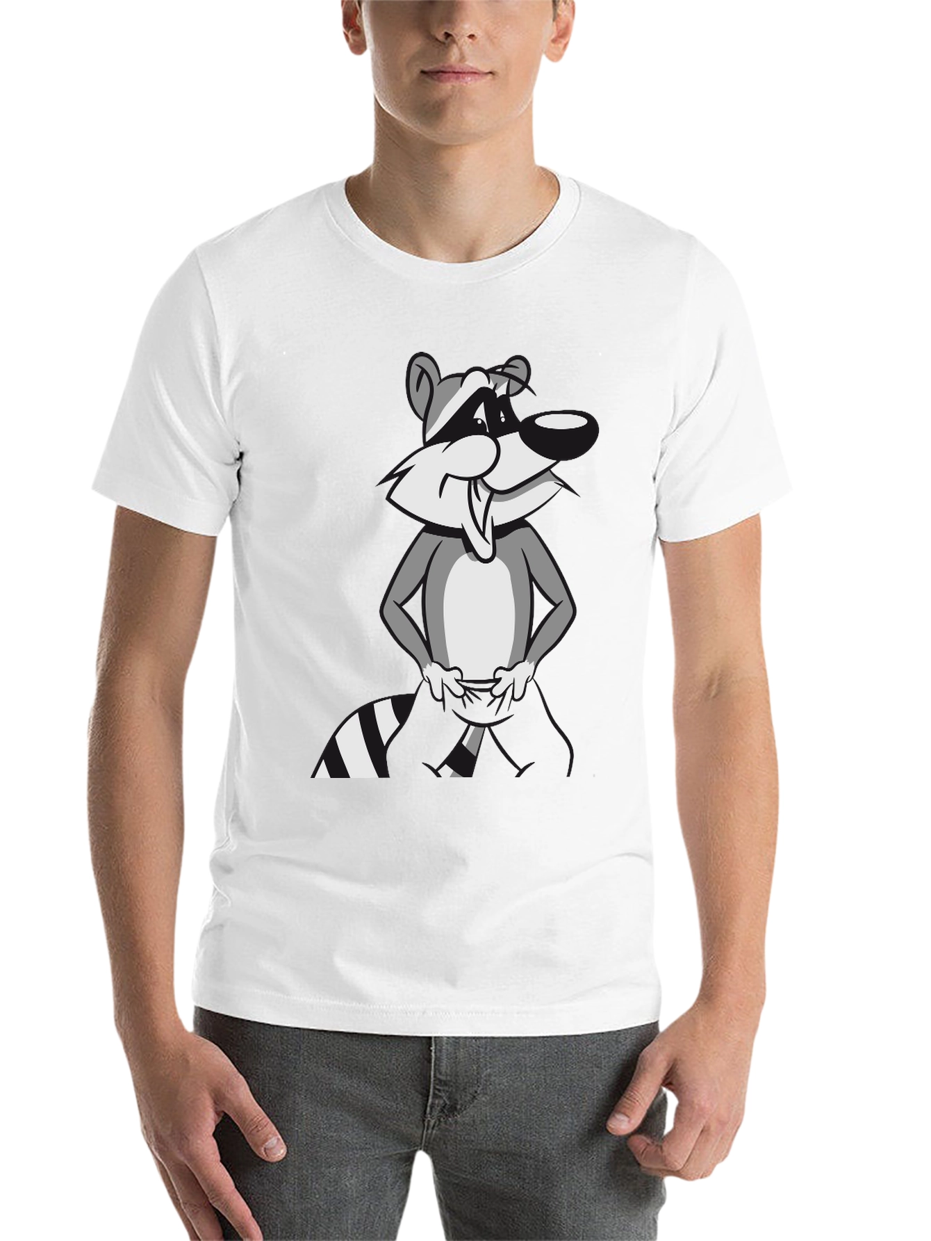 Black Cartoon Raccoon Graphic T-Shirt - Stylish Black Tee view 14
