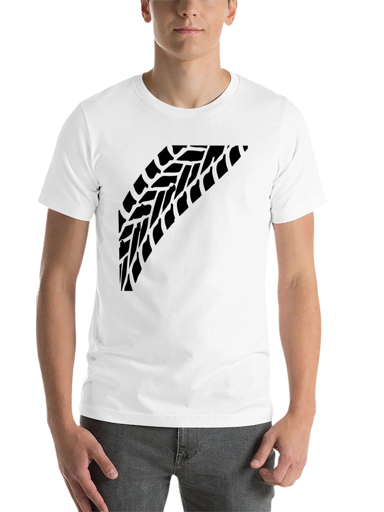 Black Tire Tread Graphic Tee - Black Crew Neck view 14