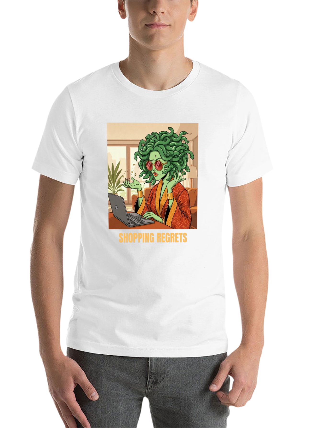 Black Shopping Regrets Graphic Tee - Medusa Online Shopping Humor view 14