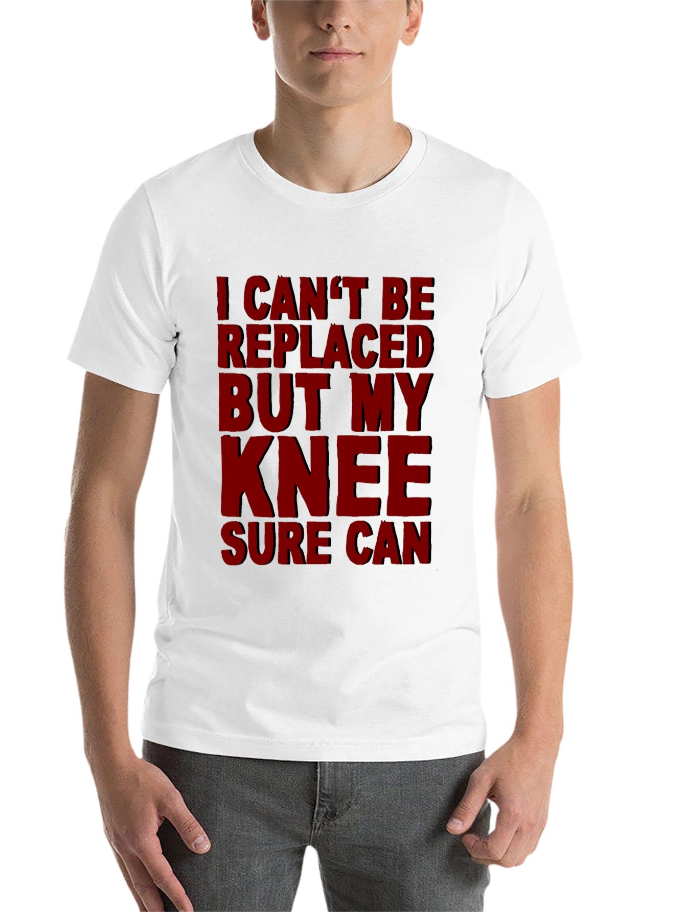 Black Funny Knee Replacement T-Shirt - I Can't Be Replaced view 14