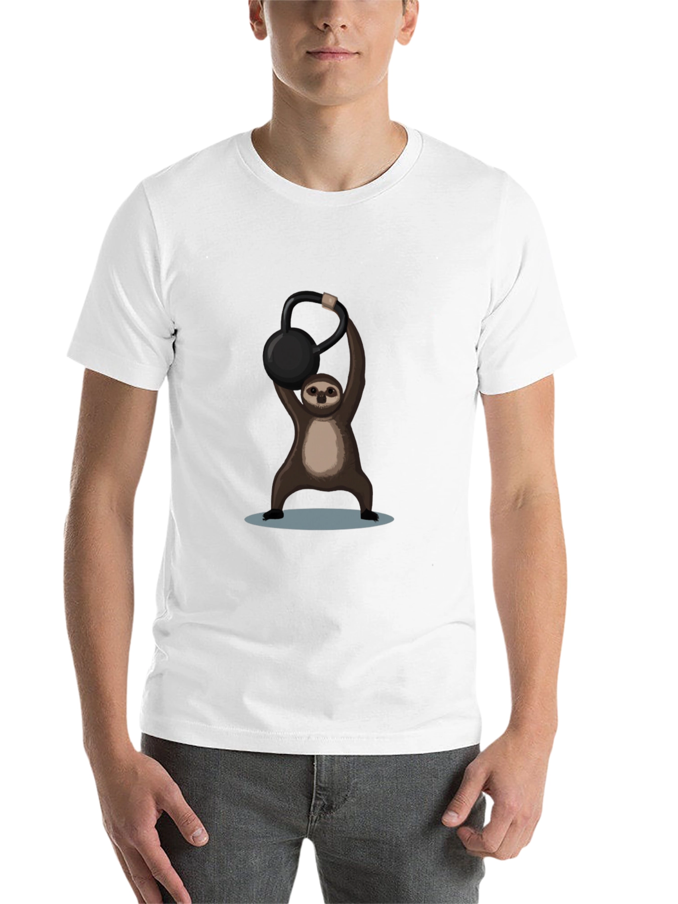 Black Funny Sloth Kettlebell Black T-Shirt view 14