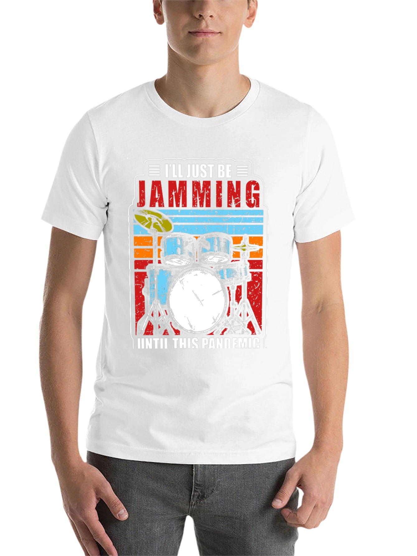 Black Jamming Pandemic T-Shirt - Musician Drummer Tee view 14
