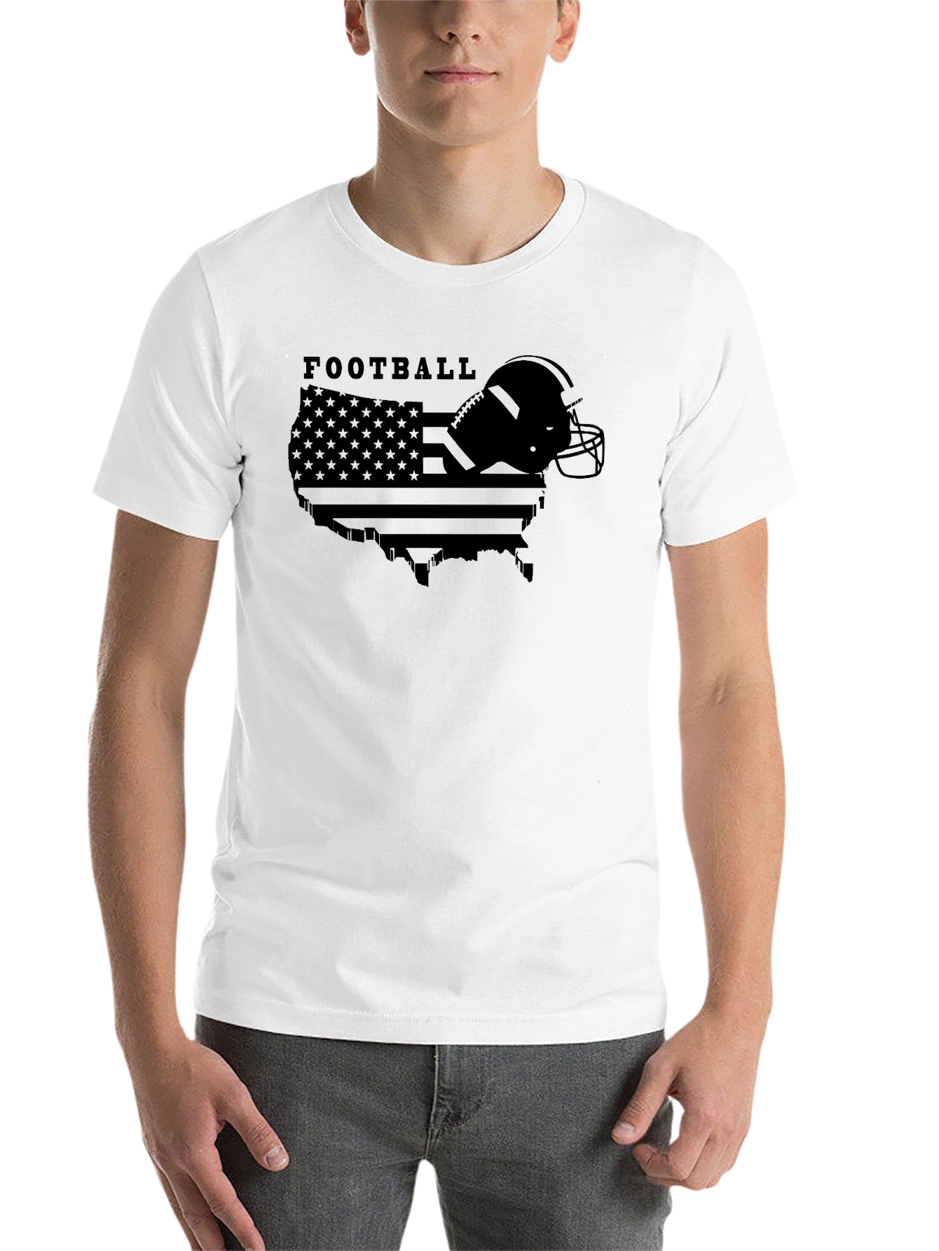Black American Football USA Map Graphic T-Shirt view 14