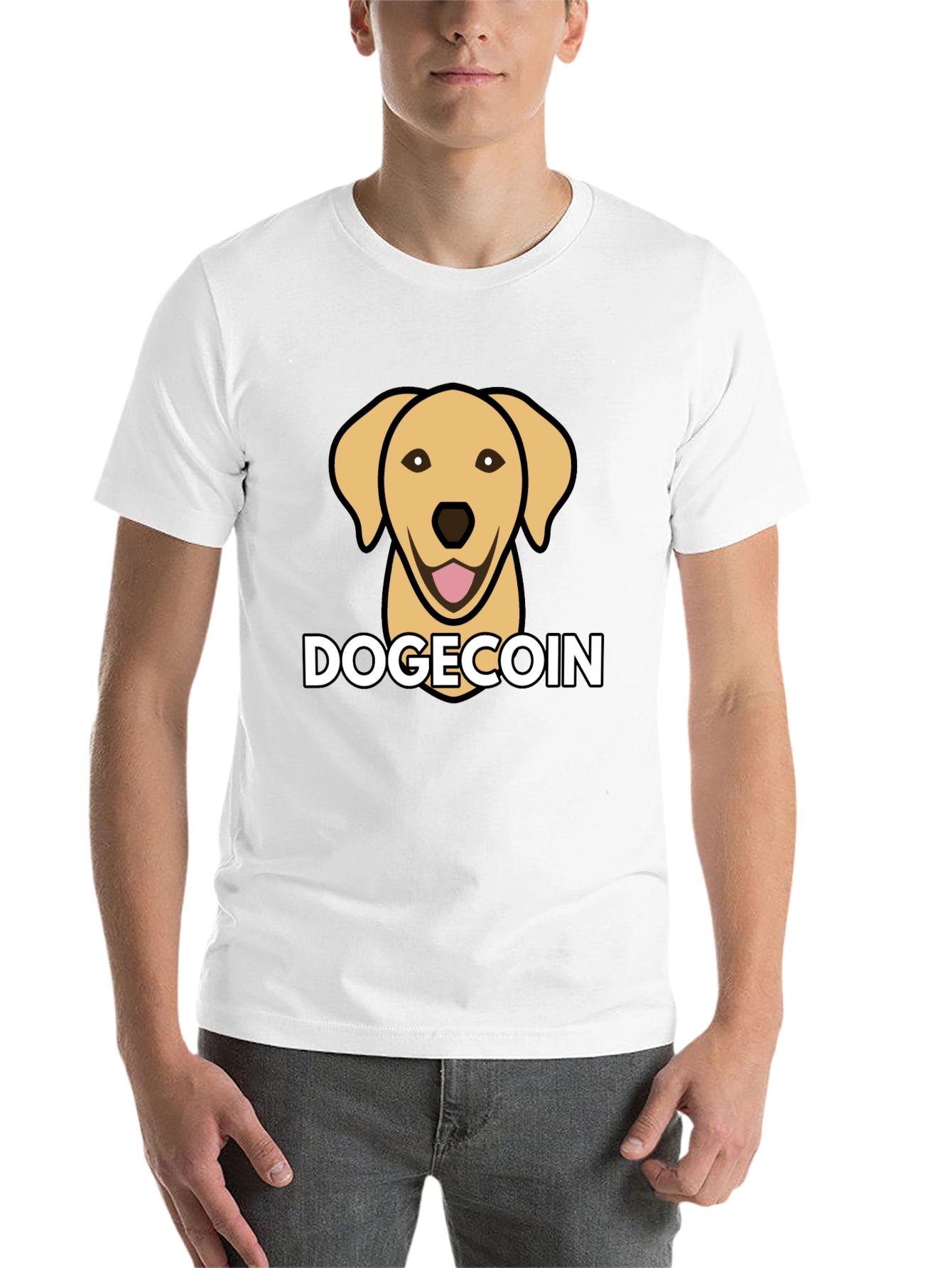Black Dogecoin Dog Head Black T-Shirt view 14