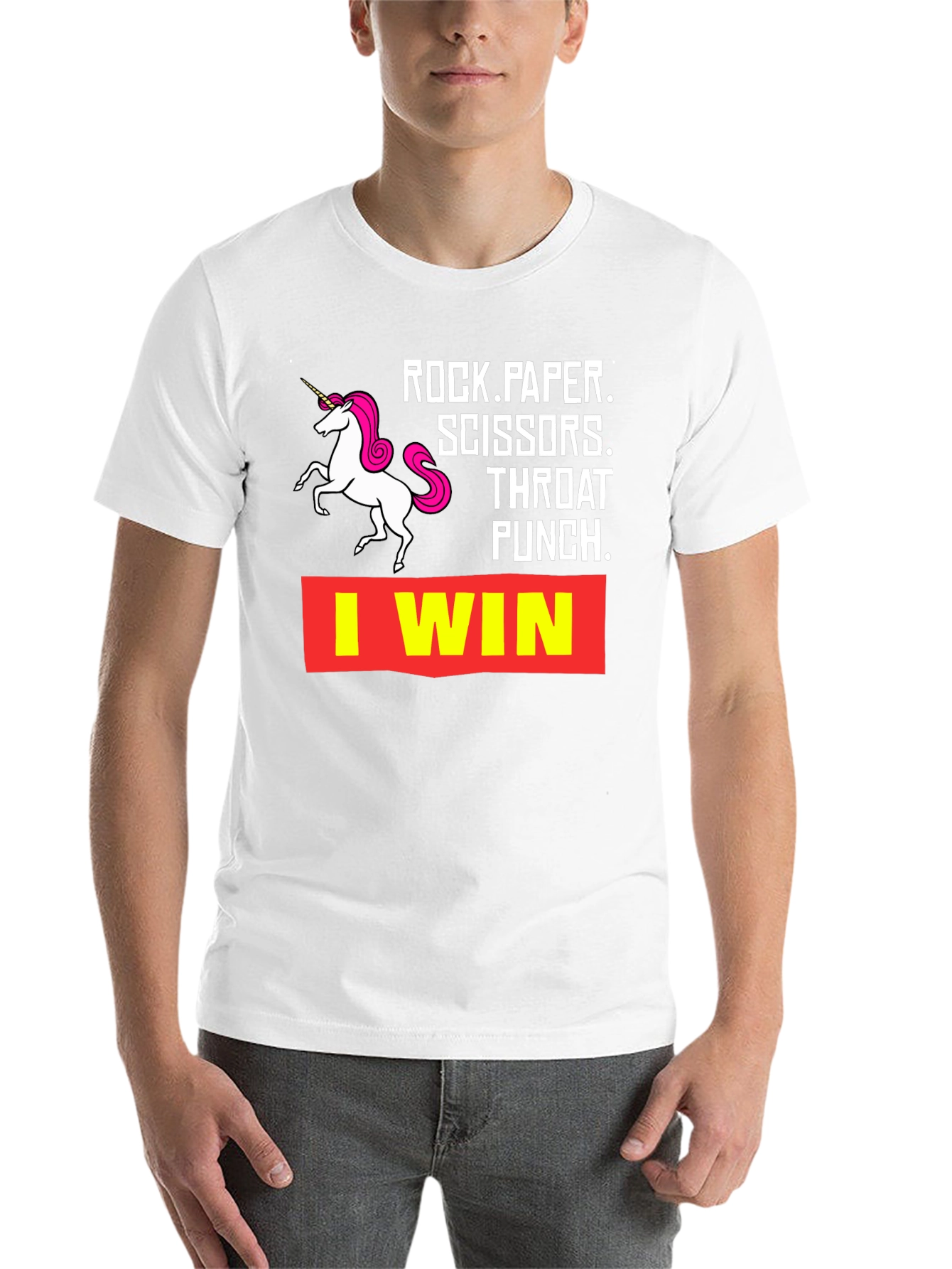 Black Rock Paper Scissors Throat Punch I Win T-Shirt view 14