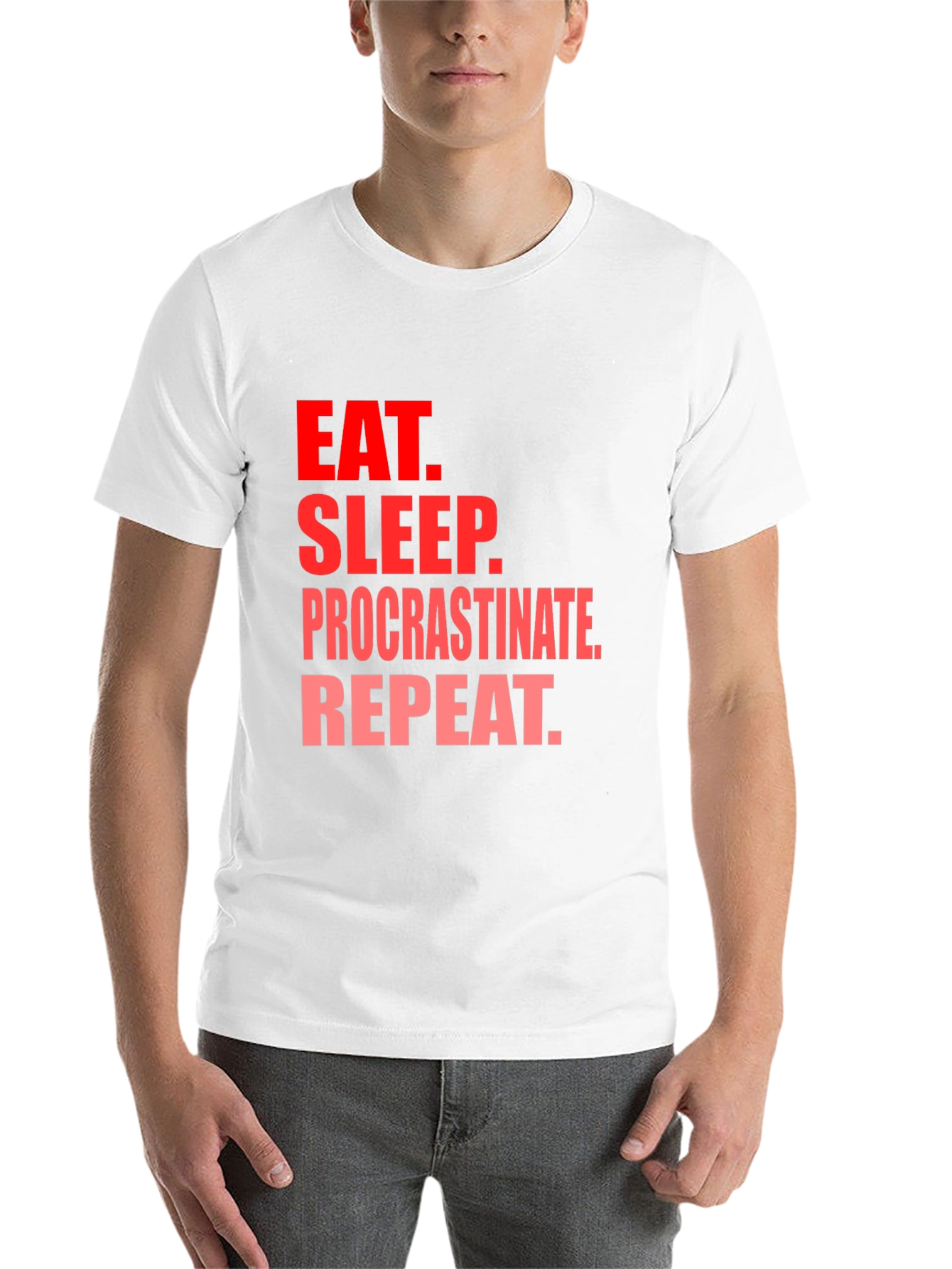 Black Eat Sleep Procrastinate Repeat Black T-Shirt view 14