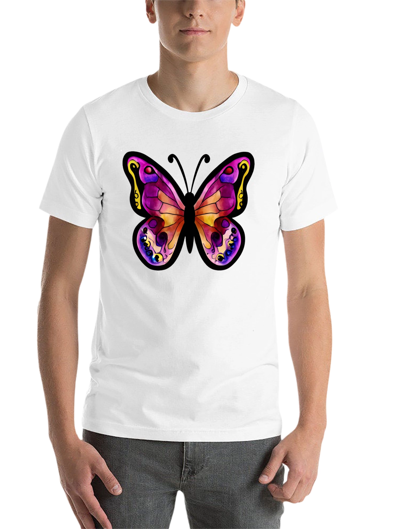 Black Butterfly Graphic Tee - Stylish Black Cotton Shirt view 14