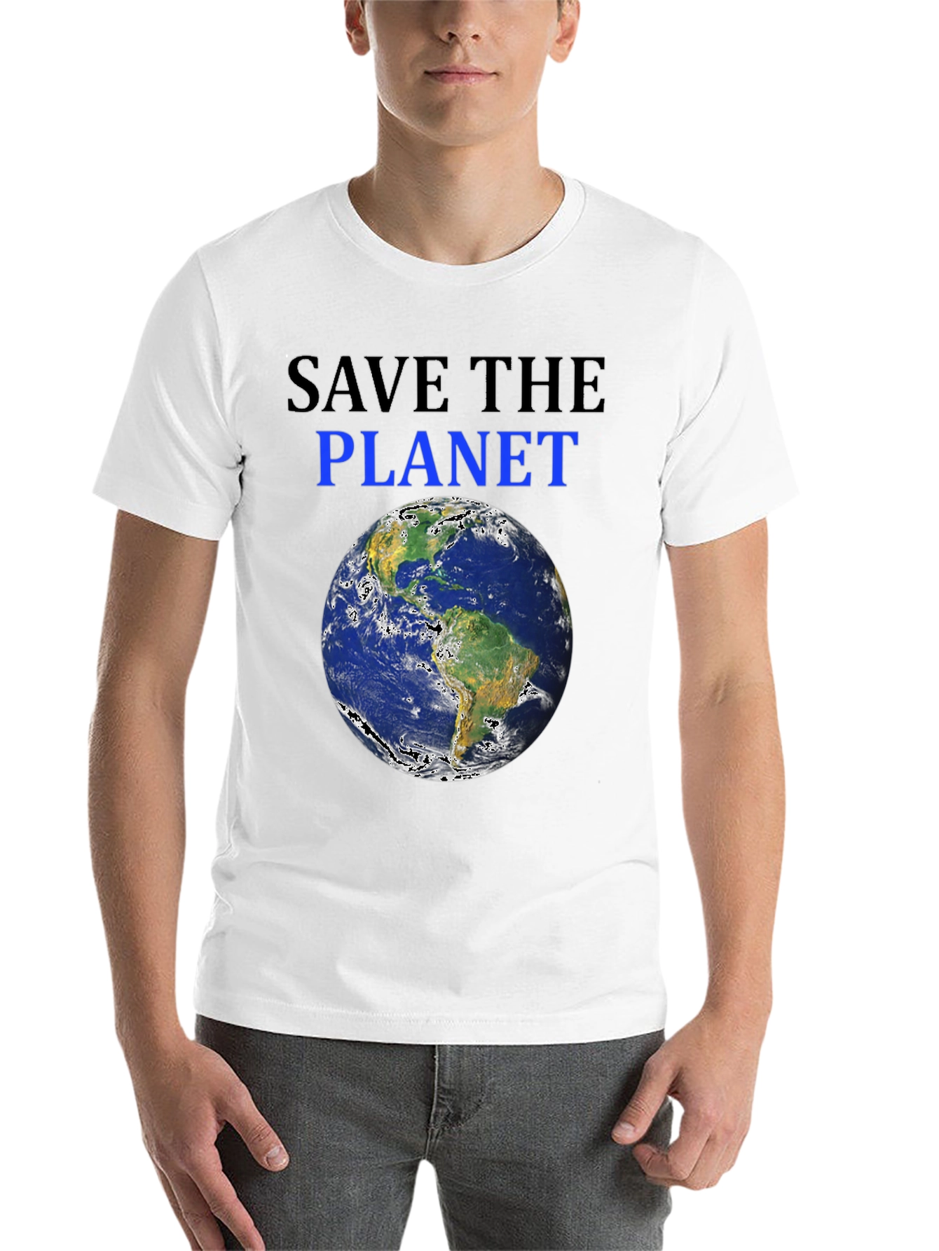 Black Save the Planet Earth Graphic T-Shirt view 14