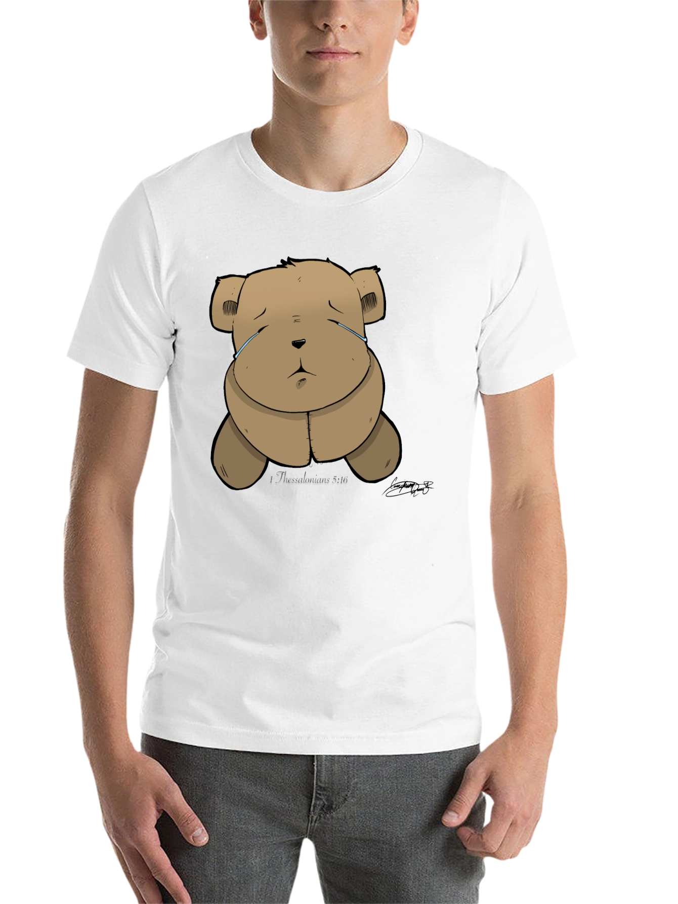 Black Sad Teddy Bear Graphic Black T-Shirt view 14