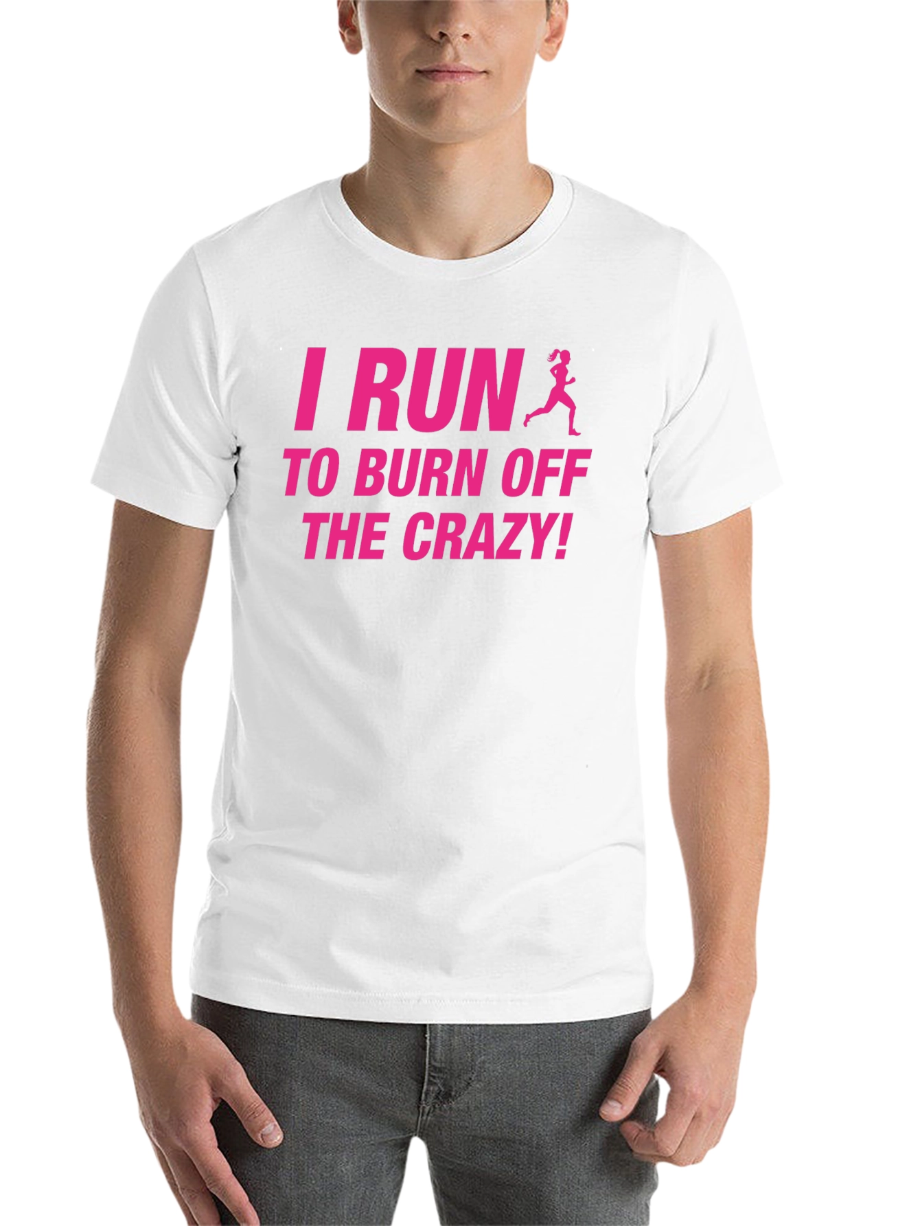 Black I Run to Burn Off the Crazy T-Shirt - Funny Running Tee view 14