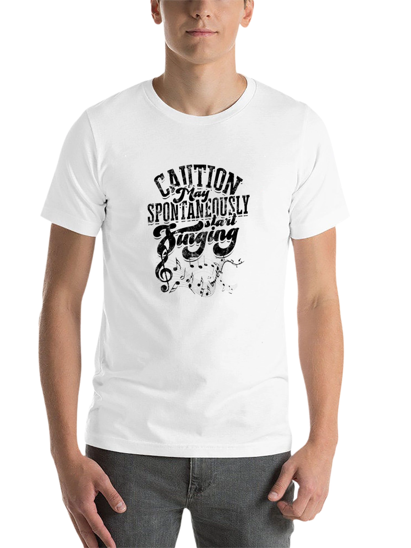 Black Caution May Spontaneously Start Singing T-Shirt view 14