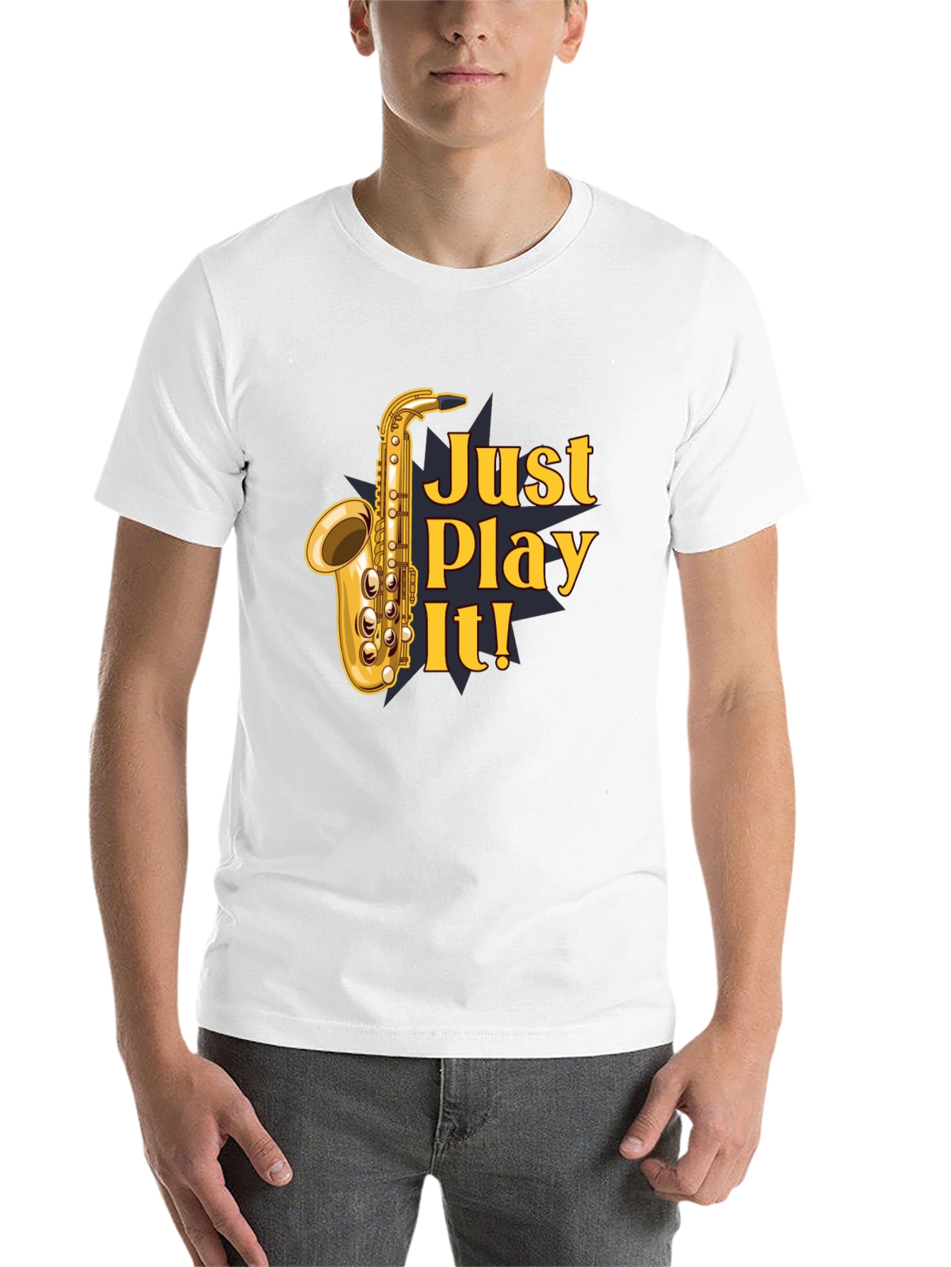 Black Just Play It! Saxophone Graphic T-Shirt - Black view 14