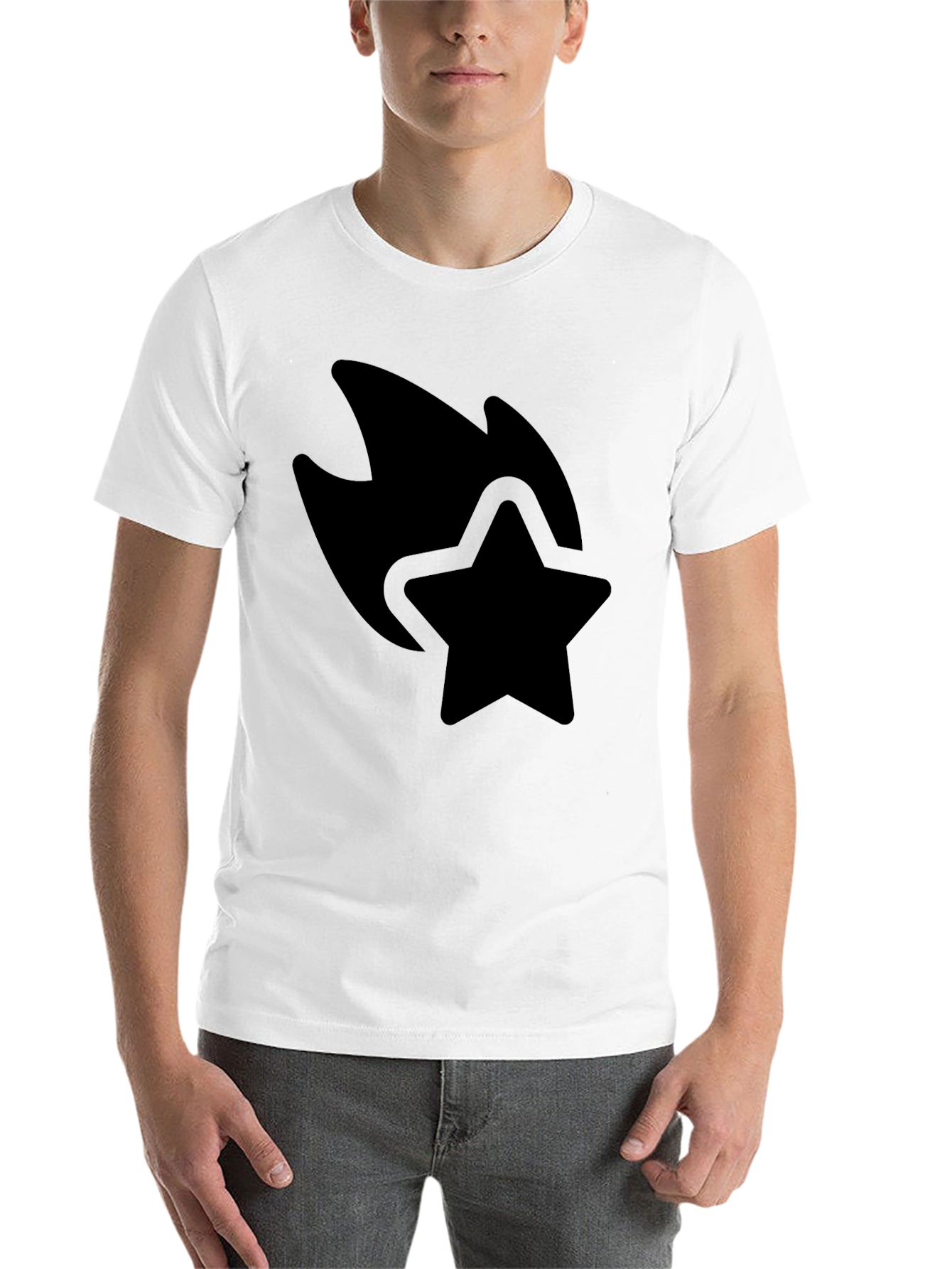 Black Star Comet Graphic Black T-Shirt Casual Wear view 14