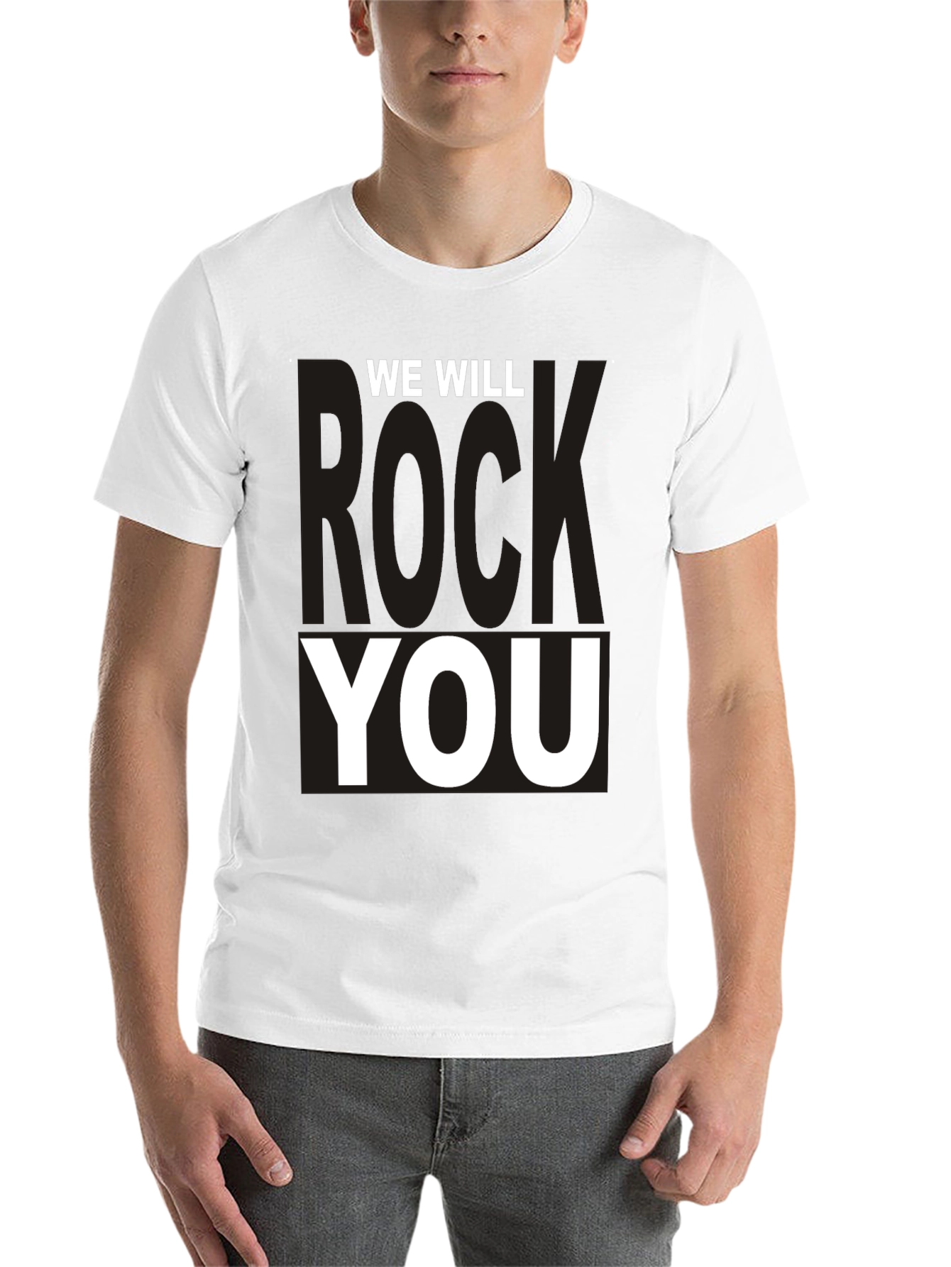 Black We Will Rock You Graphic Tee - Black Cotton T-Shirt view 14