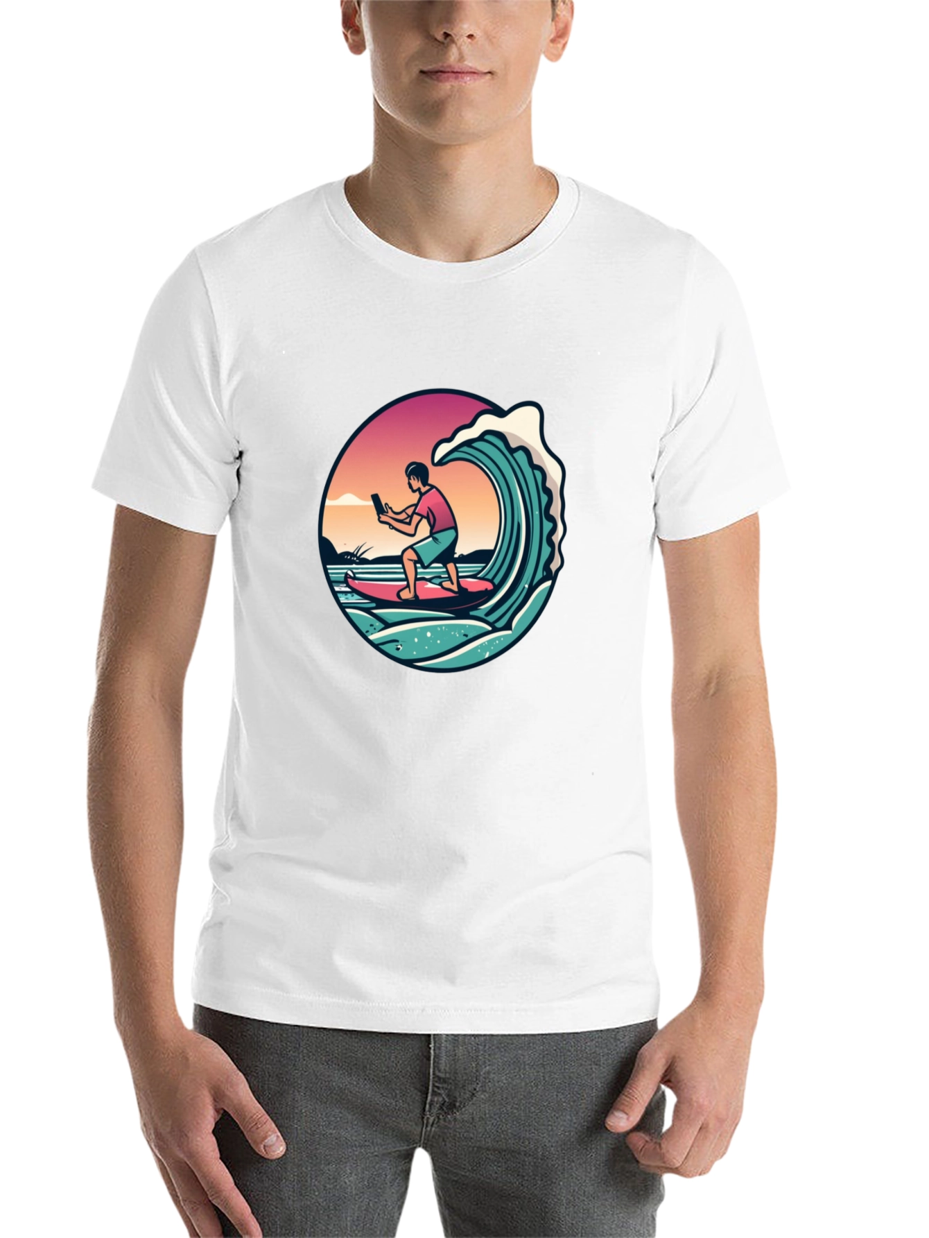 Surfing Selfie Black T-Shirt - 14