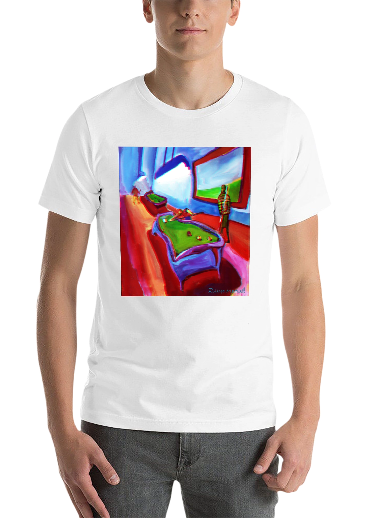 Abstract Pool Hall Painting Graphic T-Shirt - 14
