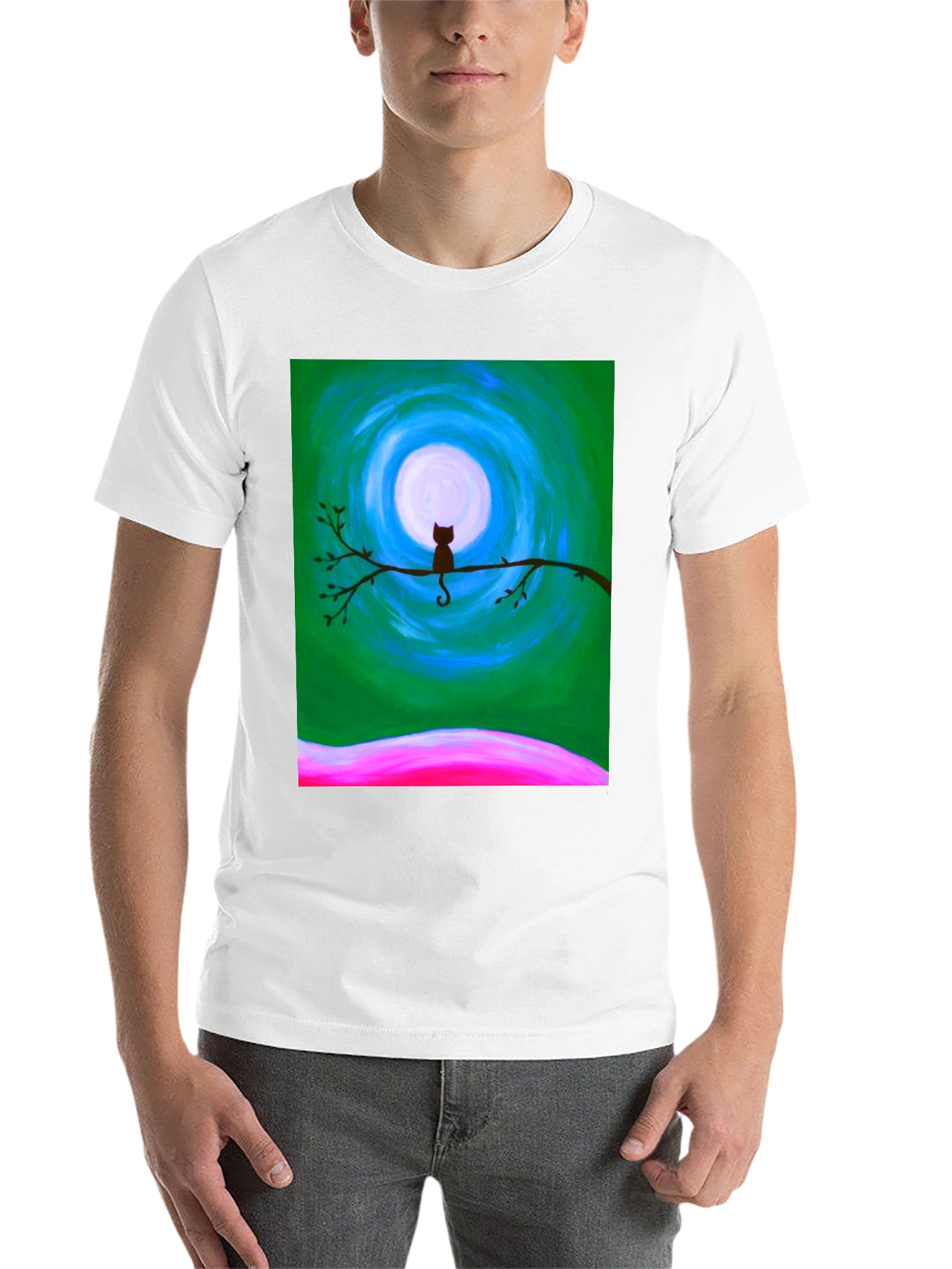 Black Cat on Branch Graphic Tee - Unique Art Design view 14