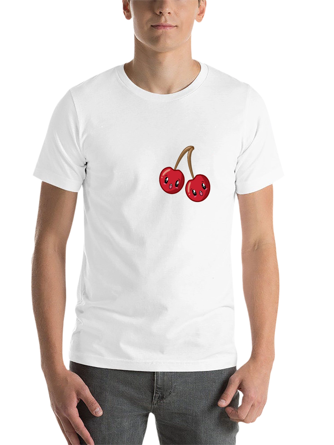 Black Cute Cherry Graphic Tee - Black Cotton T-Shirt view 14