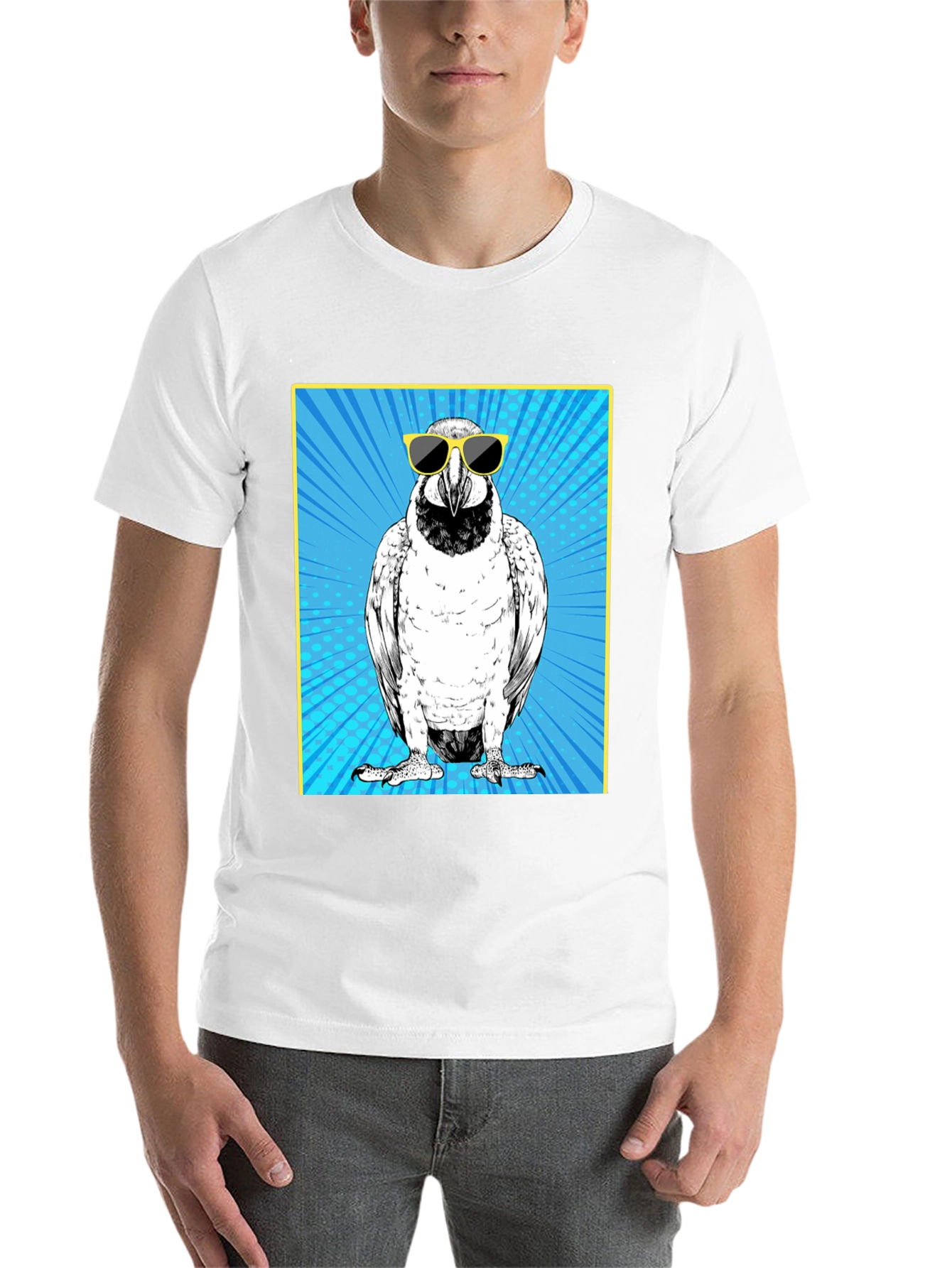 Black Cool Bird Graphic Tee - Black Cotton T-Shirt view 14