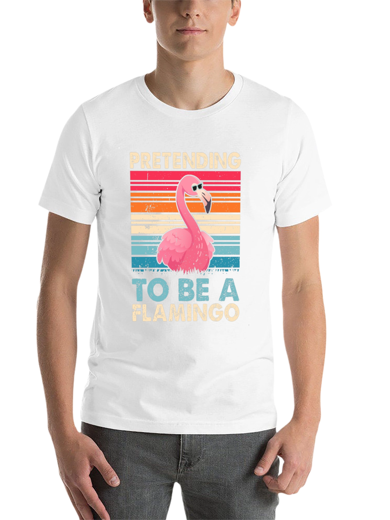 Black Funny Flamingo T-Shirt - Pretending to be a Flamingo view 14