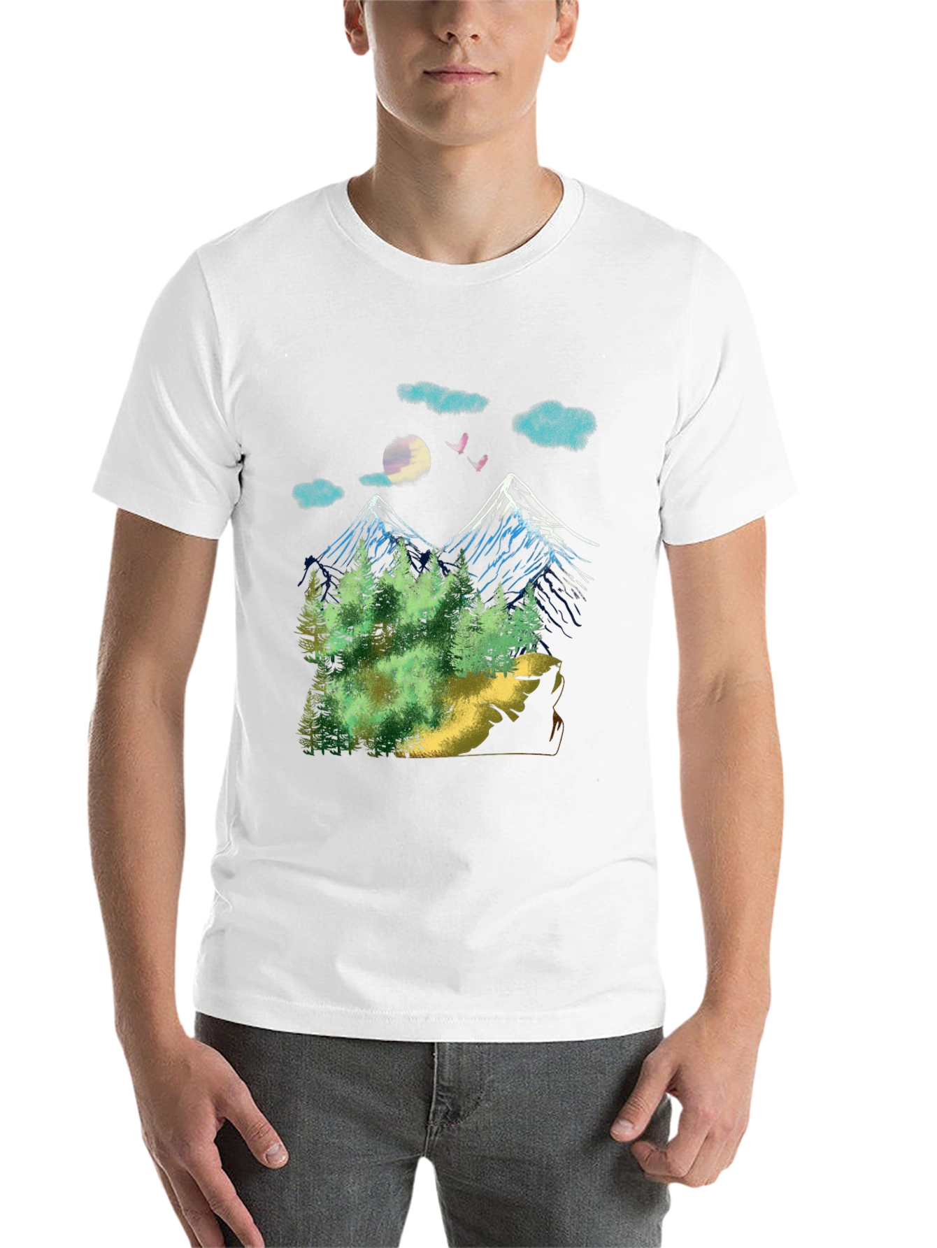Black Mountain Landscape Graphic T-Shirt view 14