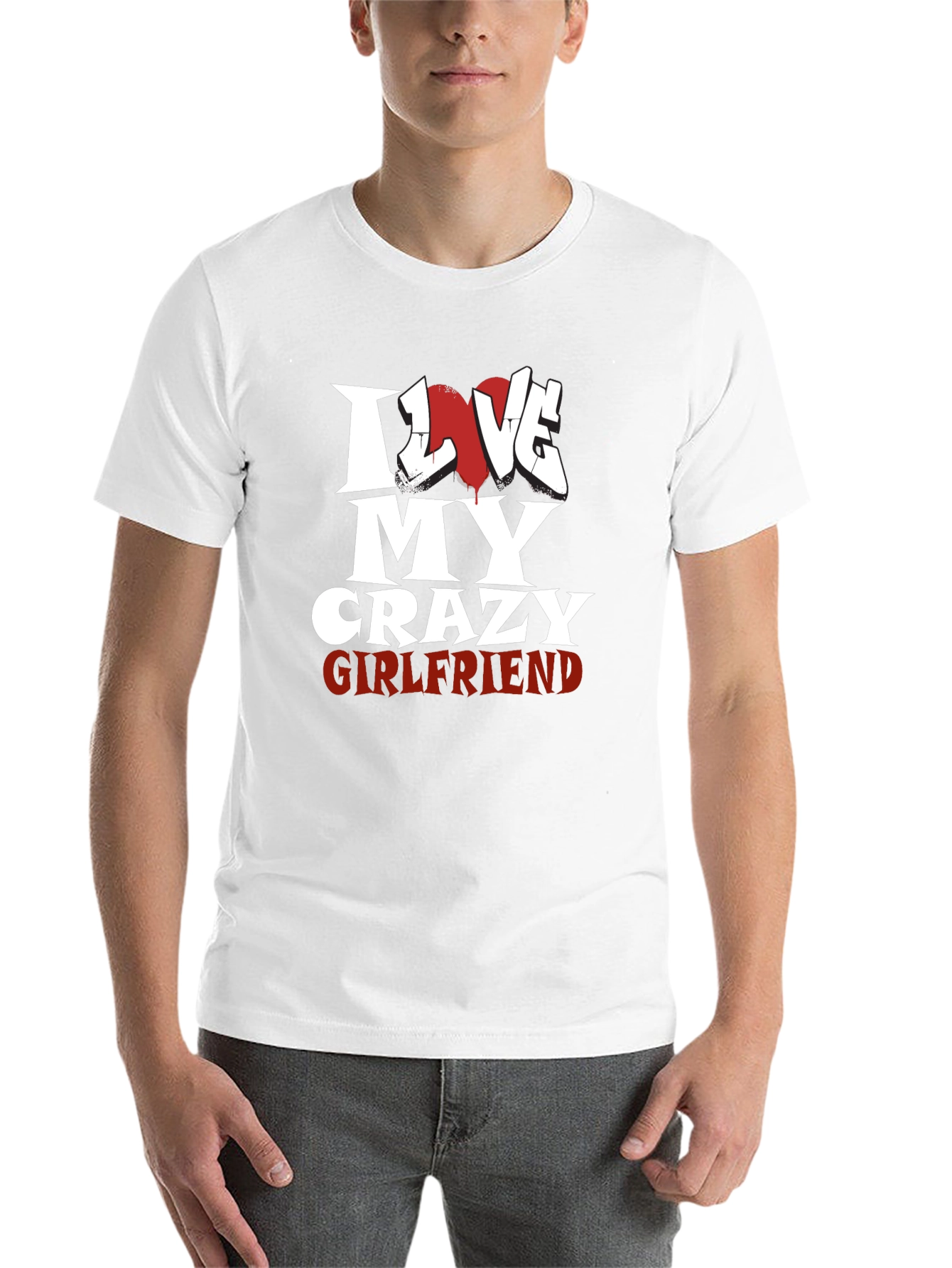 I Love My Crazy Girlfriend Black T-Shirt - 14