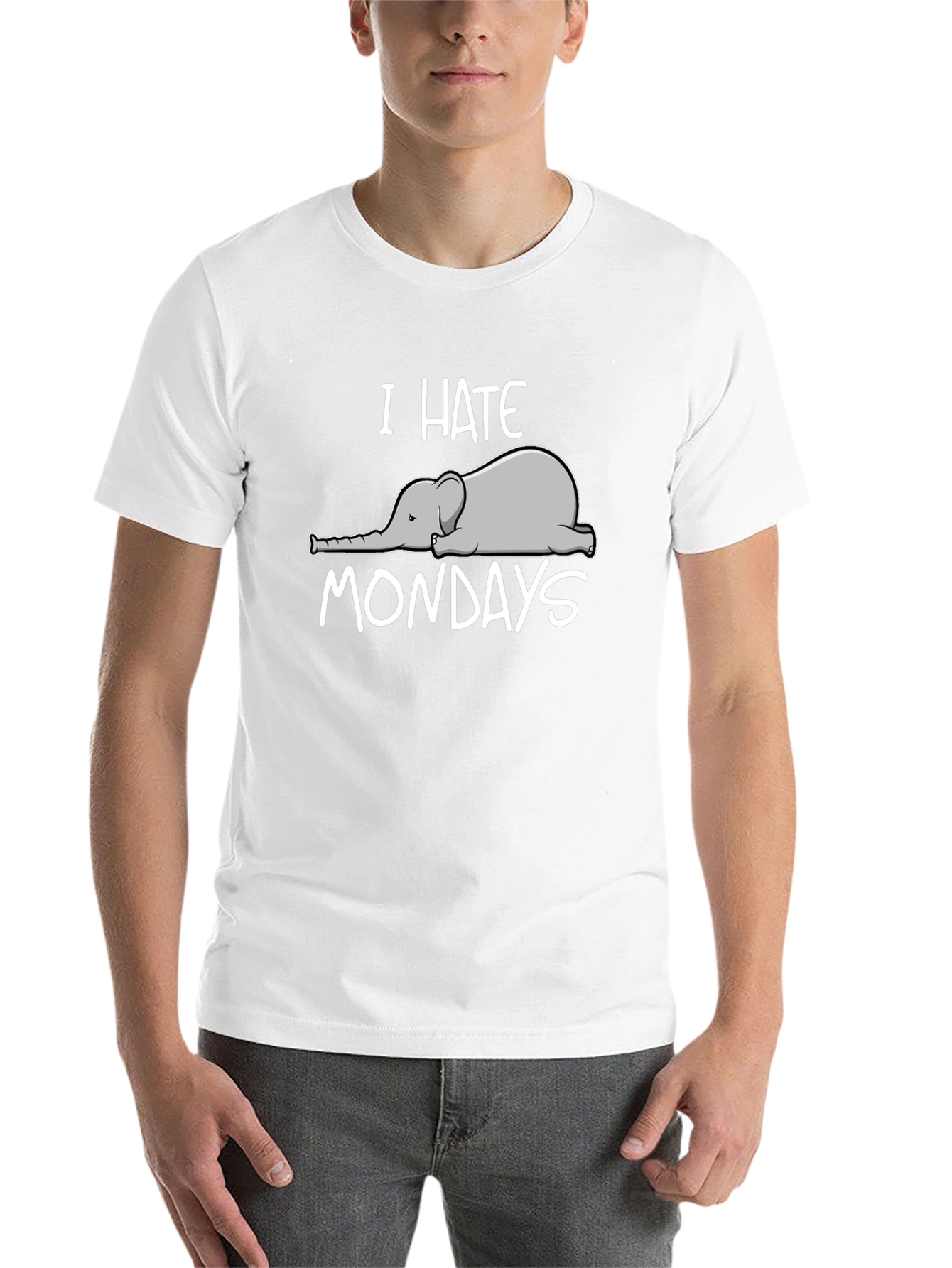 Black I Hate Mondays Elephant Graphic T-Shirt view 14