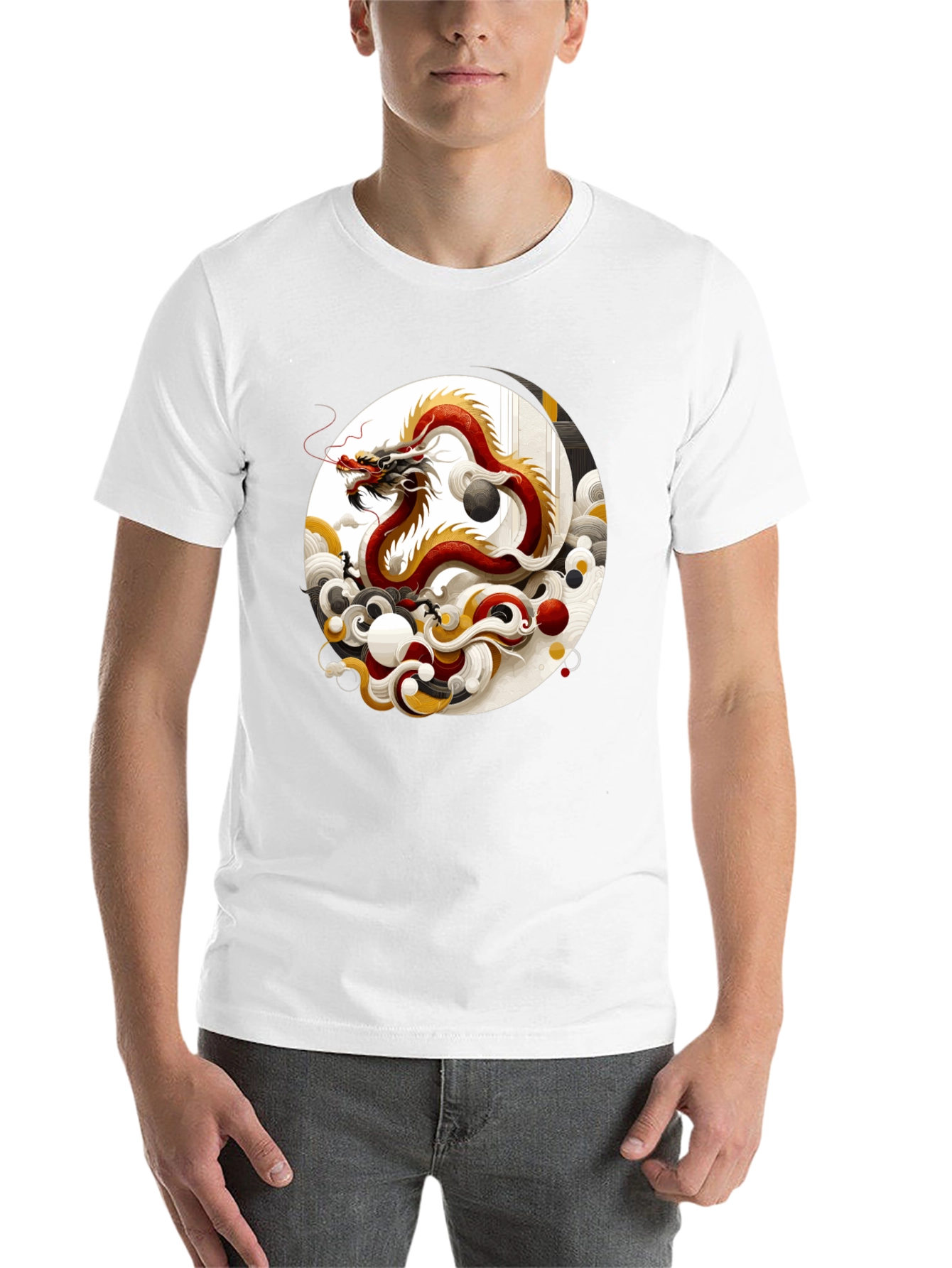 Black Yin Yang Dragon Graphic Tee view 14