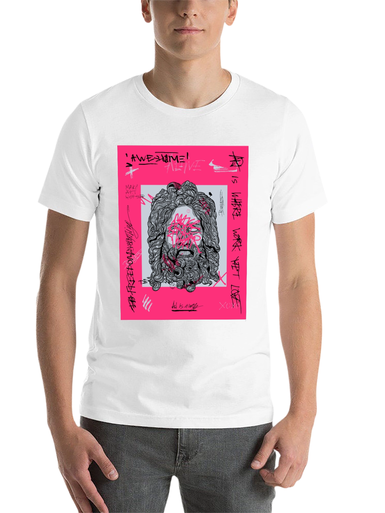 Black Abstract Art Graphic Print Tee view 14