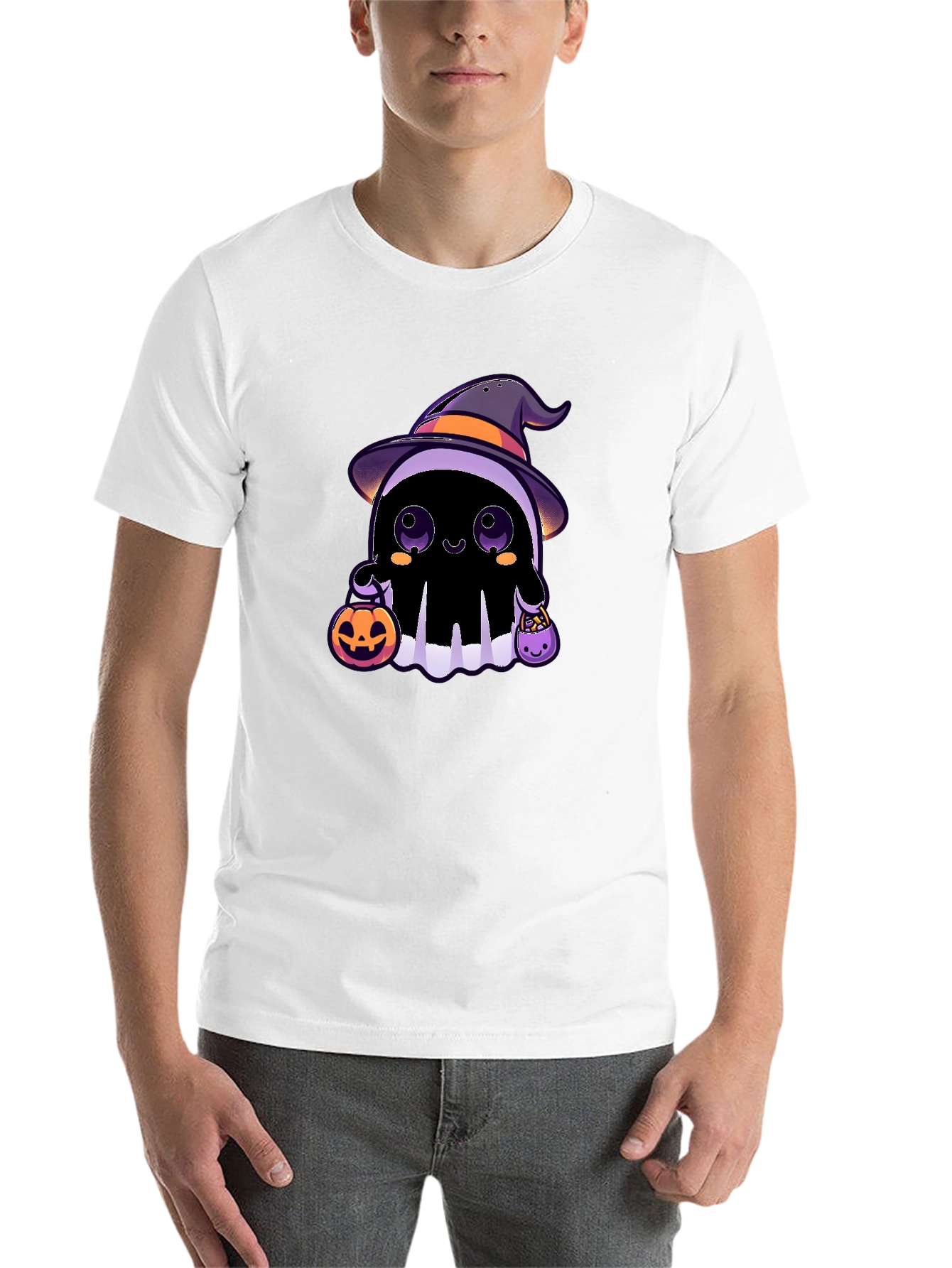 Black Halloween Ghost T-Shirt - Cute Witch Ghost view 14