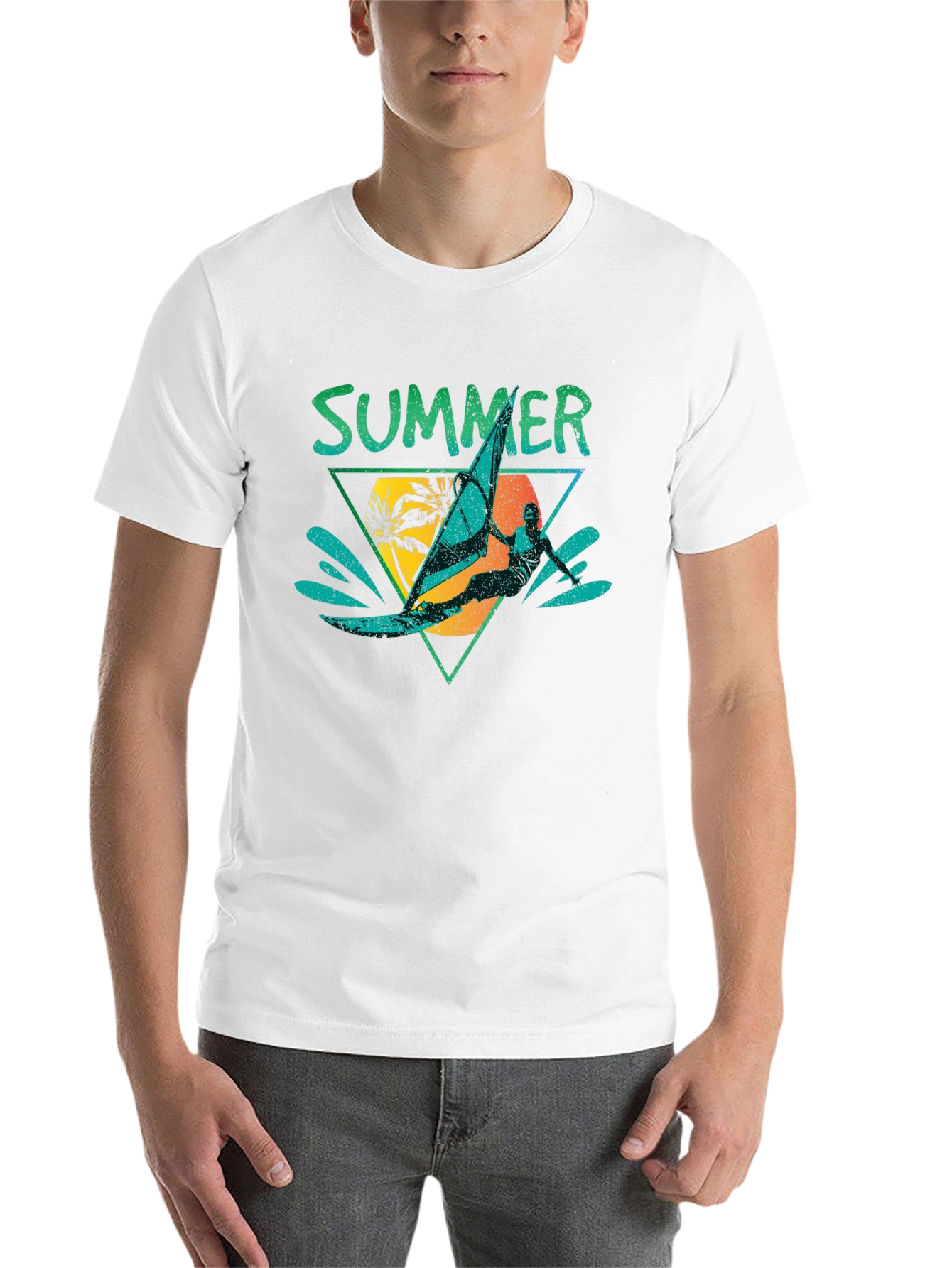 Black Summer Windsurfer Graphic T-Shirt view 14