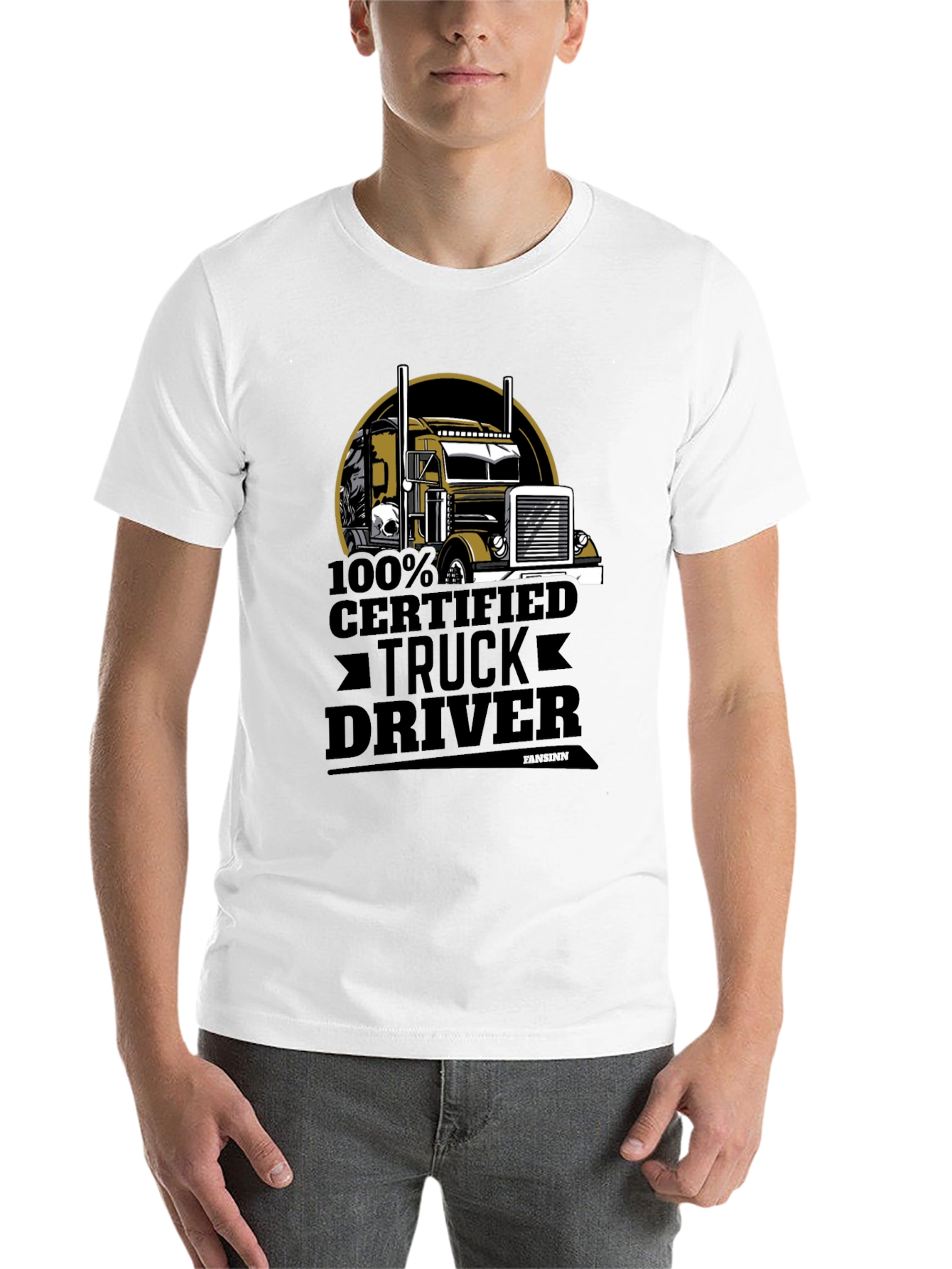 Black 100% Certified Truck Driver Black T-Shirt view 14