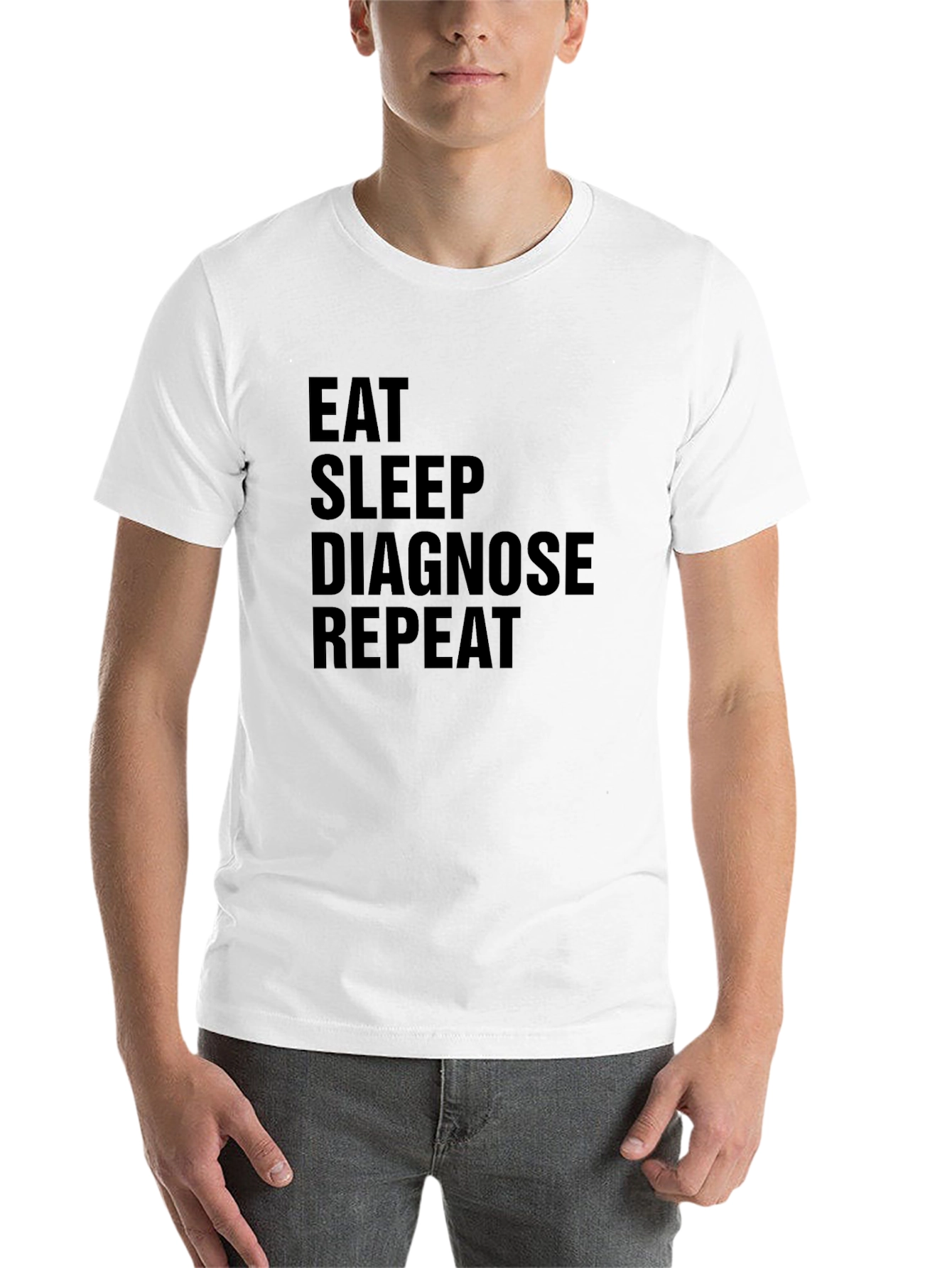 Black Eat Sleep Diagnose Repeat Black Graphic Tee view 14